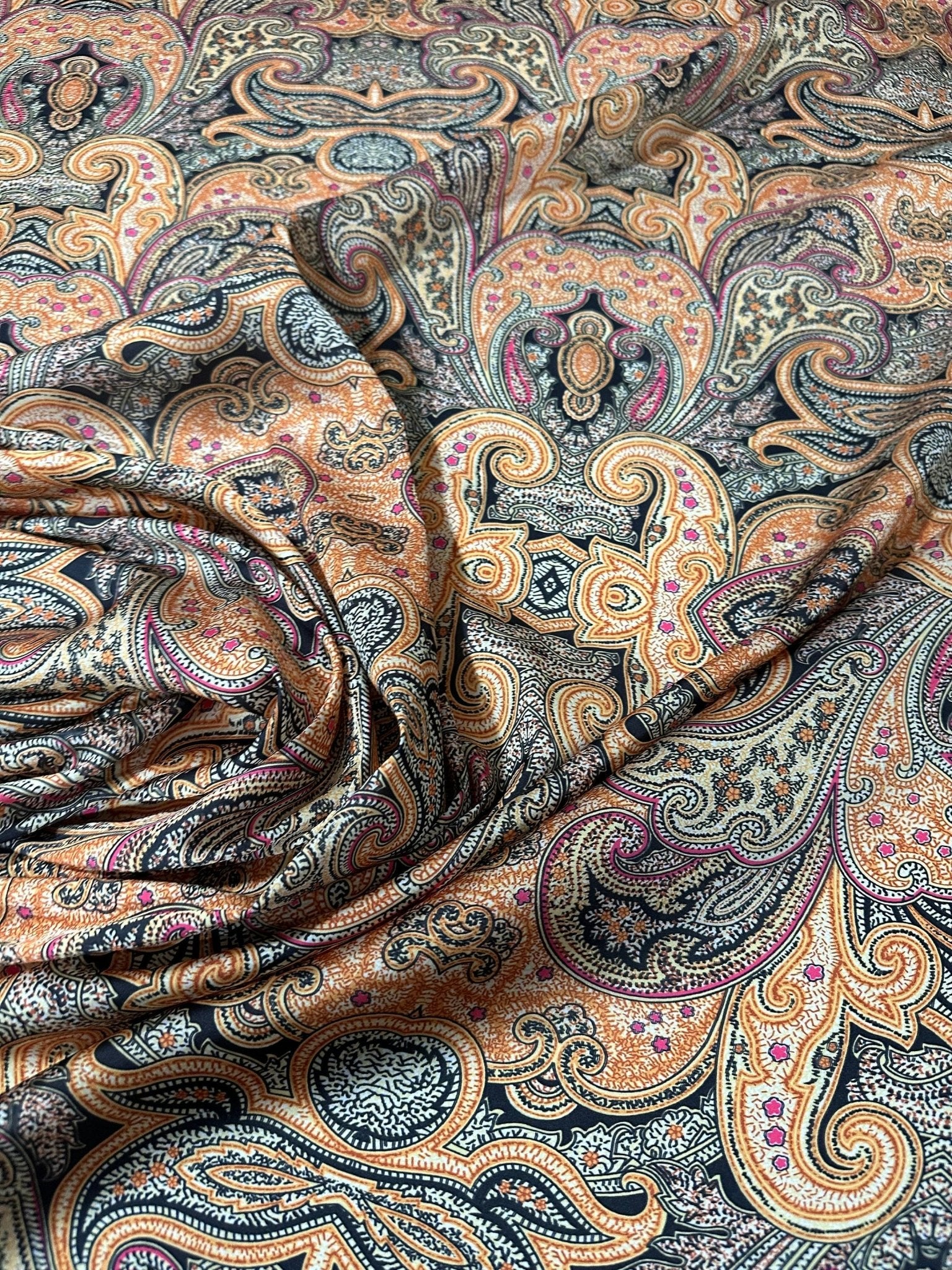 Paisley Pattern Fabric, Black and Orange Fabric - Whotex Online Fabric Store