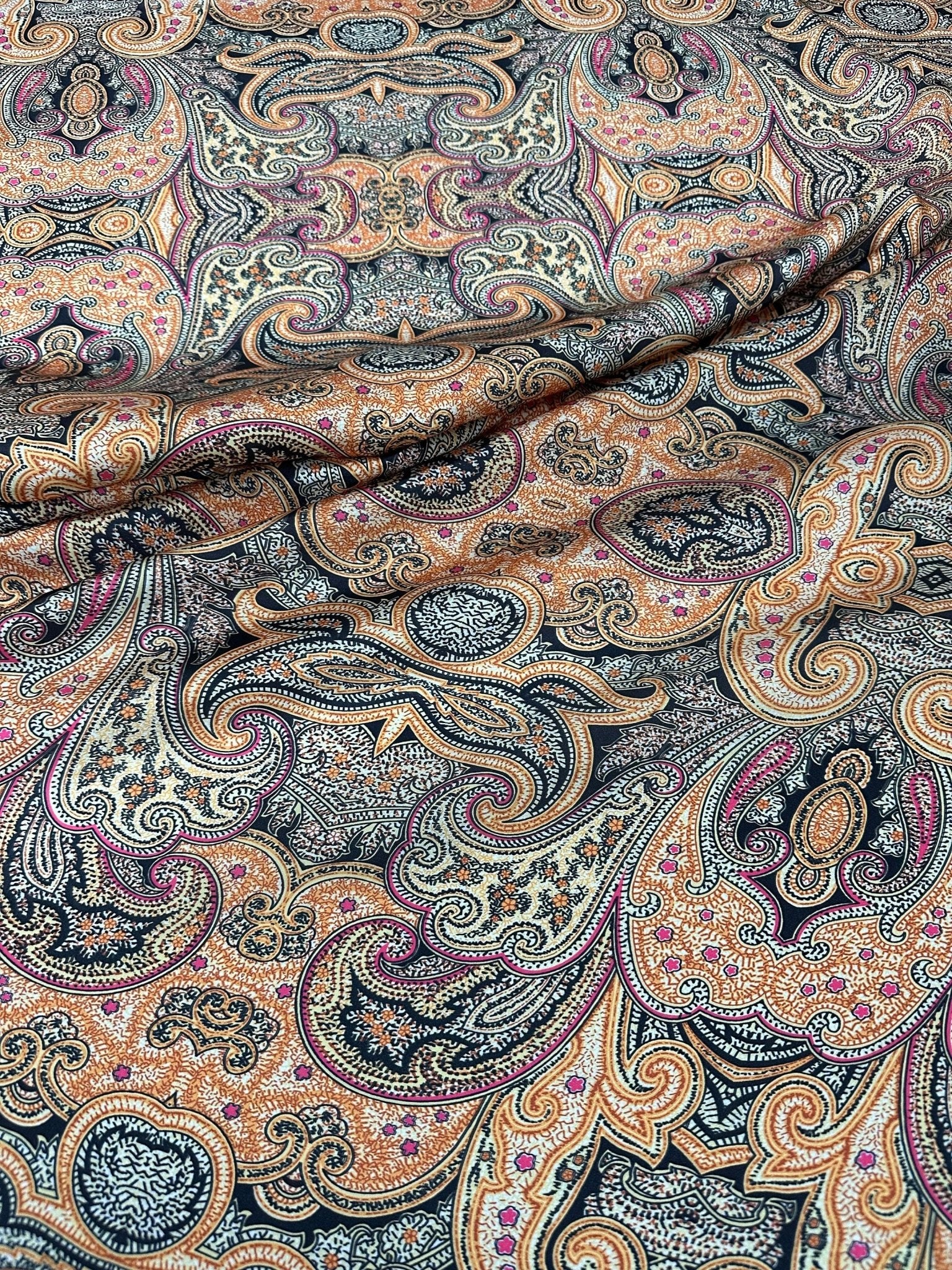 Paisley Pattern Fabric, Black and Orange Fabric - Whotex Online Fabric Store