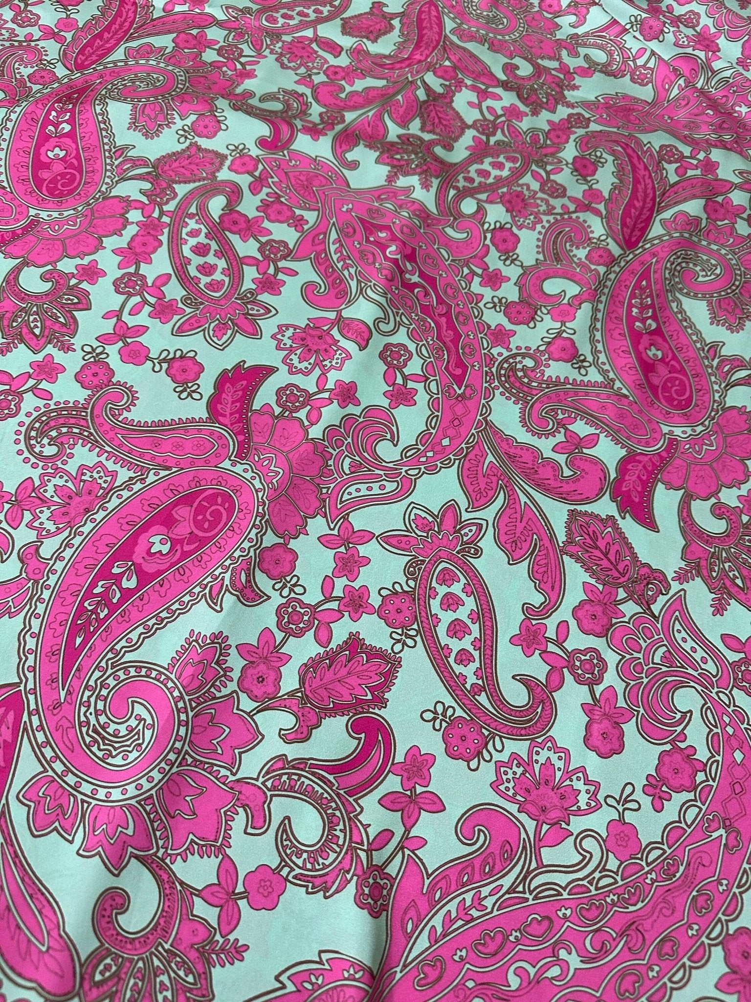 Paisley Pattern Fabric, Pink and Mint Green Fabric - Whotex Online Fabric Store