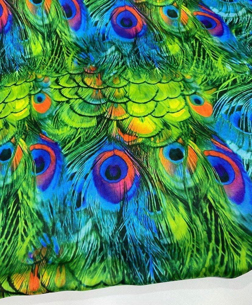 Peacock Feather Pattern Fabric, Green Fabric By The Yard - Whotex Online Fabric Store