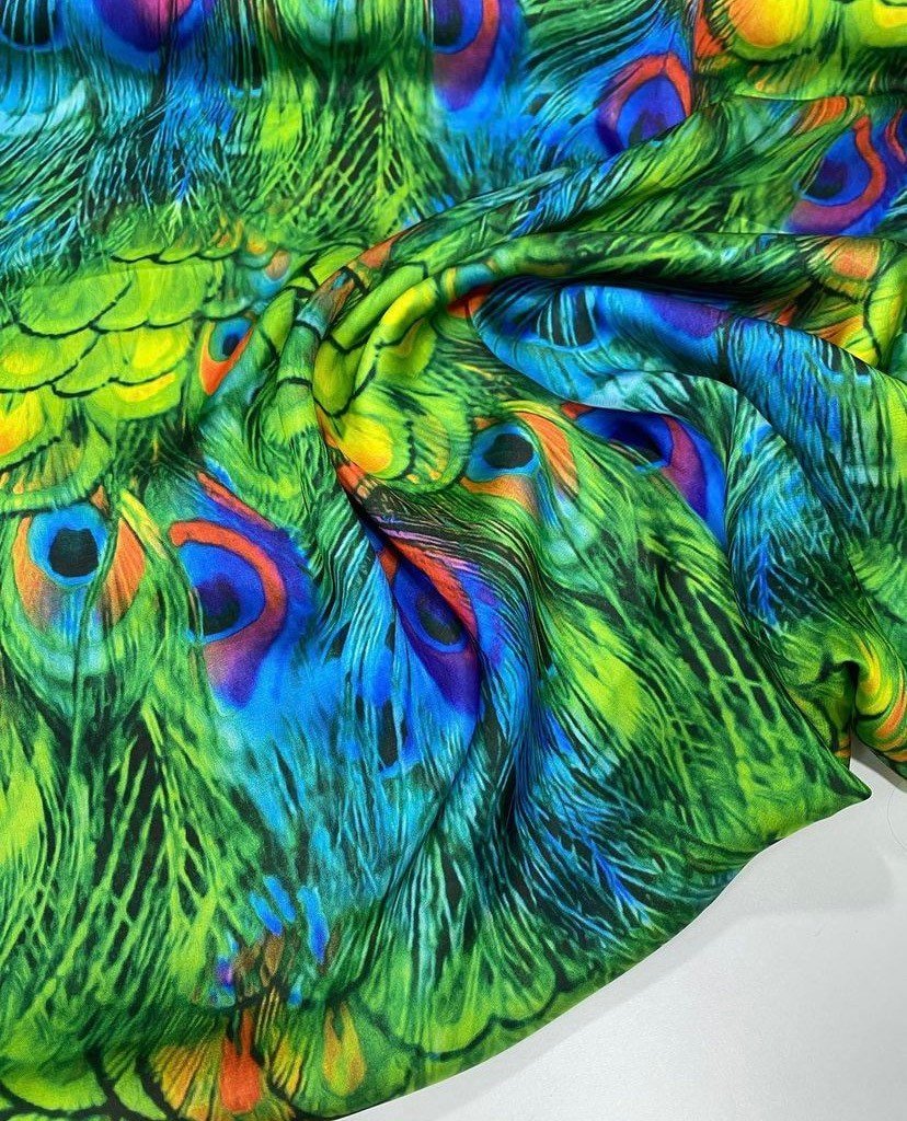 Peacock Feather Pattern Fabric, Green Fabric By The Yard - Whotex Online Fabric Store