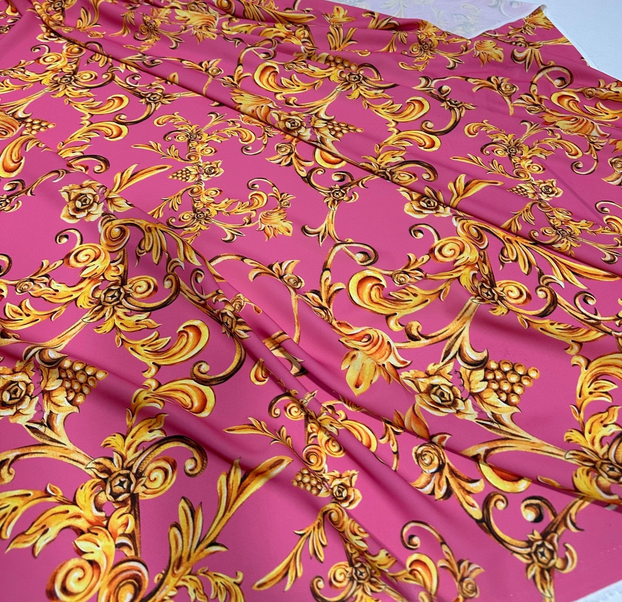Pink And Gold Baroque Print fabric - Whotex Online Fabric Store