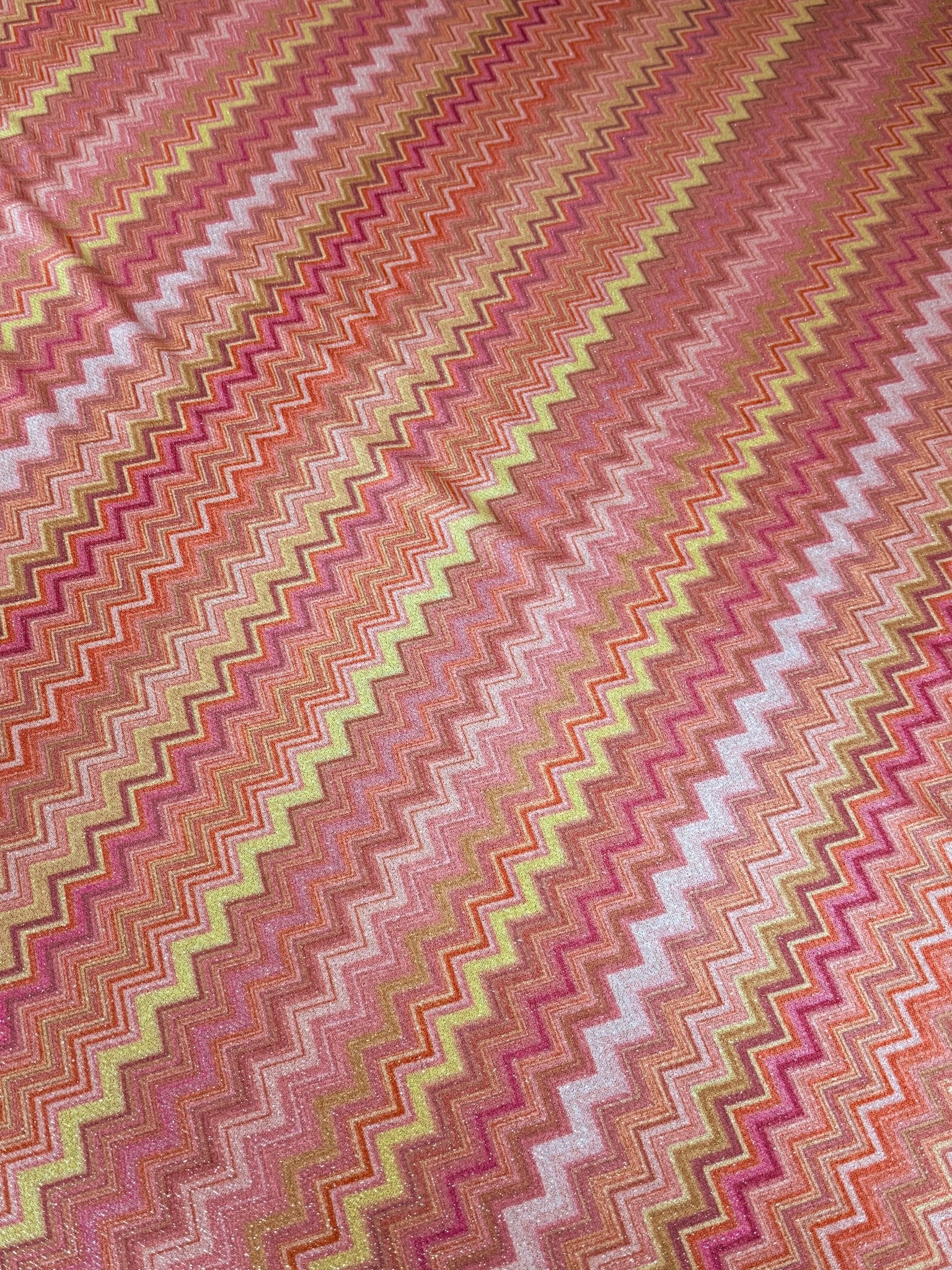 Pink Zigzag Knit Lurex Fabric - 4 - Way Stretch for Fashion and Crafts - Whotex Online Fabric Store