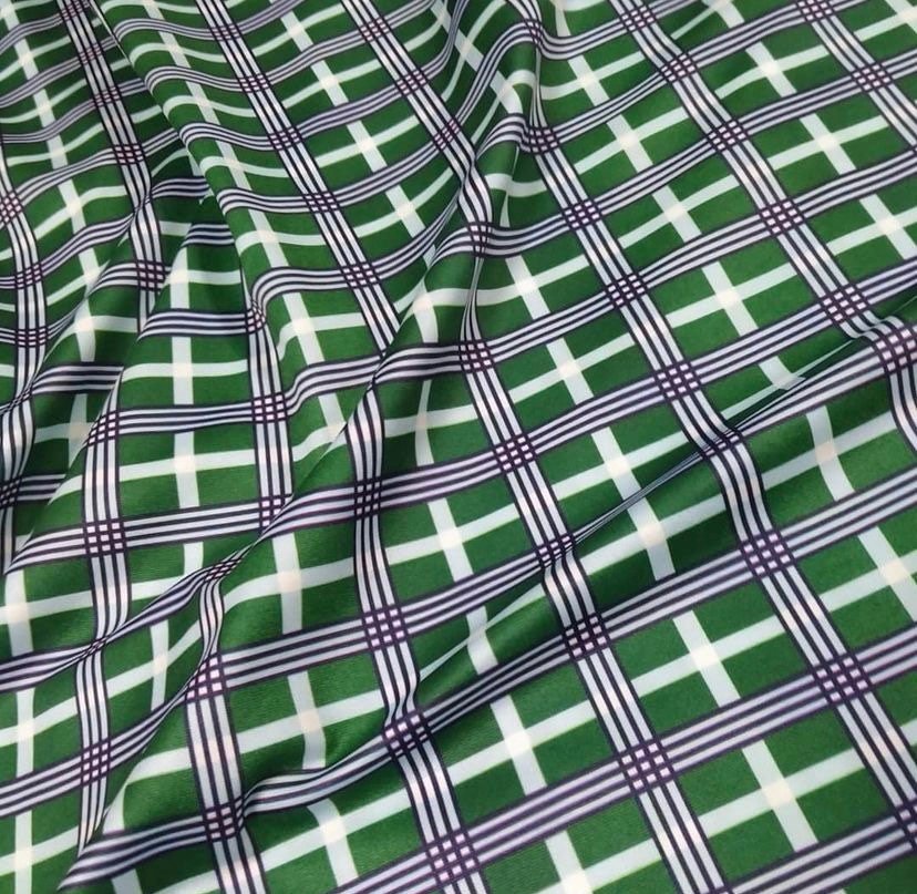 Plaid Pattern Fabric,4 - way stretch 58/60” Sold Fabric By The Yard/ black, white, green, orange - Whotex Online Fabric Store
