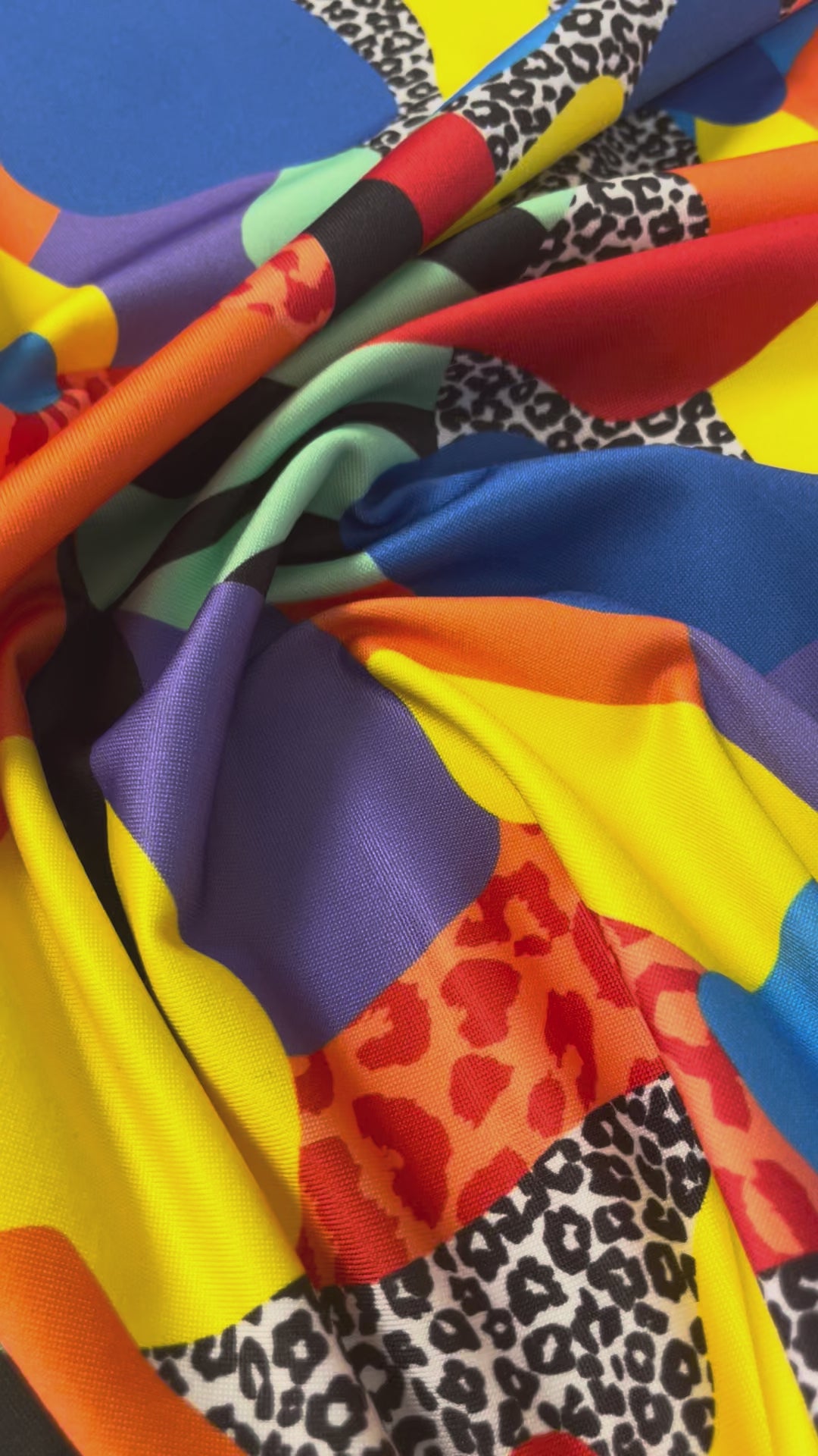 Multicolour Abstract Spandex Fabric by the Metre