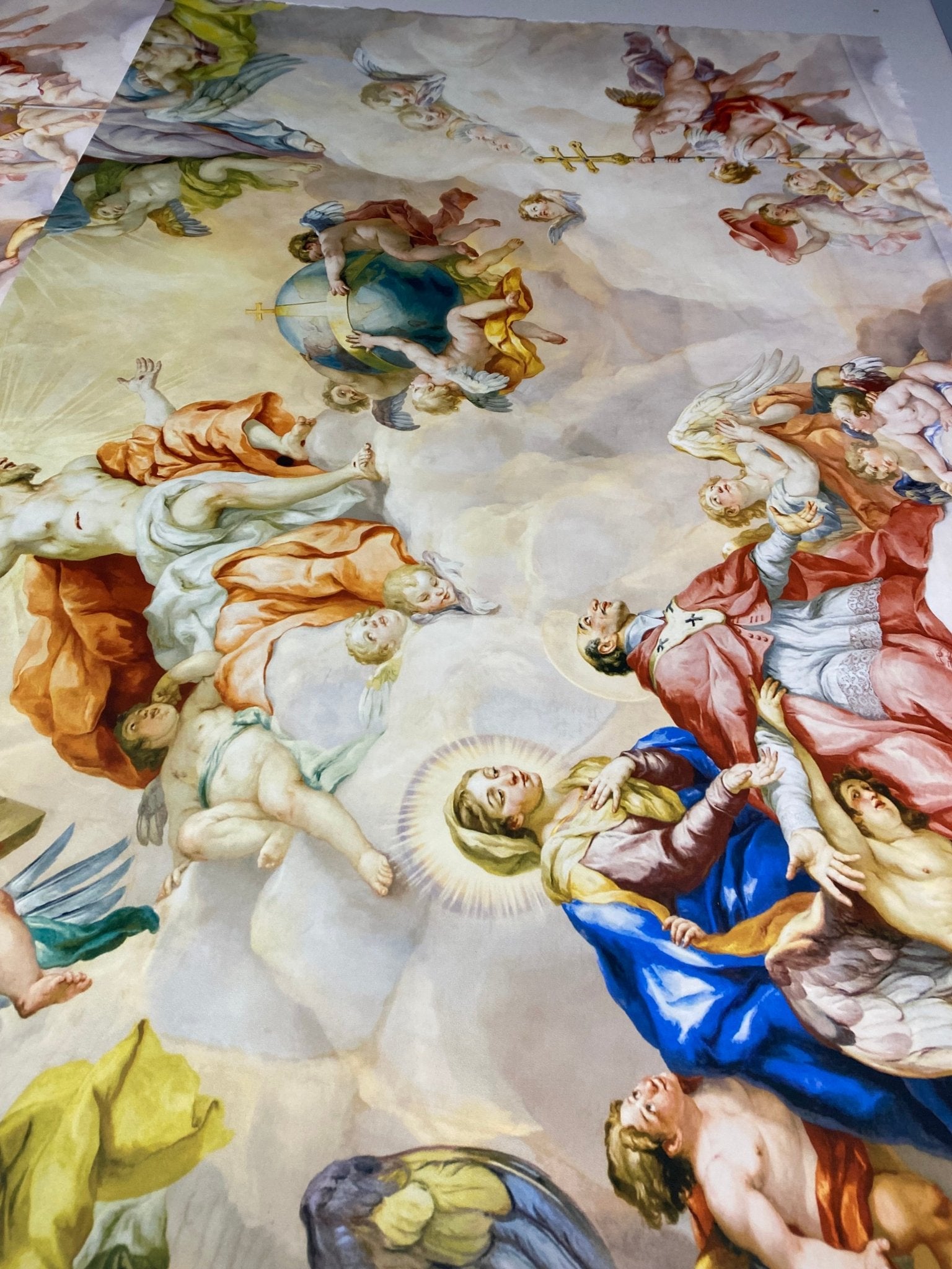 Renaissance Art Crepe Fabric by the Metre – Angel & Fresco Print - Whotex Online Fabric Store