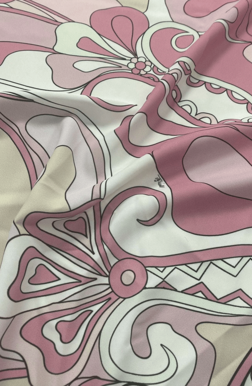 Retro Pink Floral Chiffon Satin Fabric – Soft & Elegant - Whotex Fabrics London