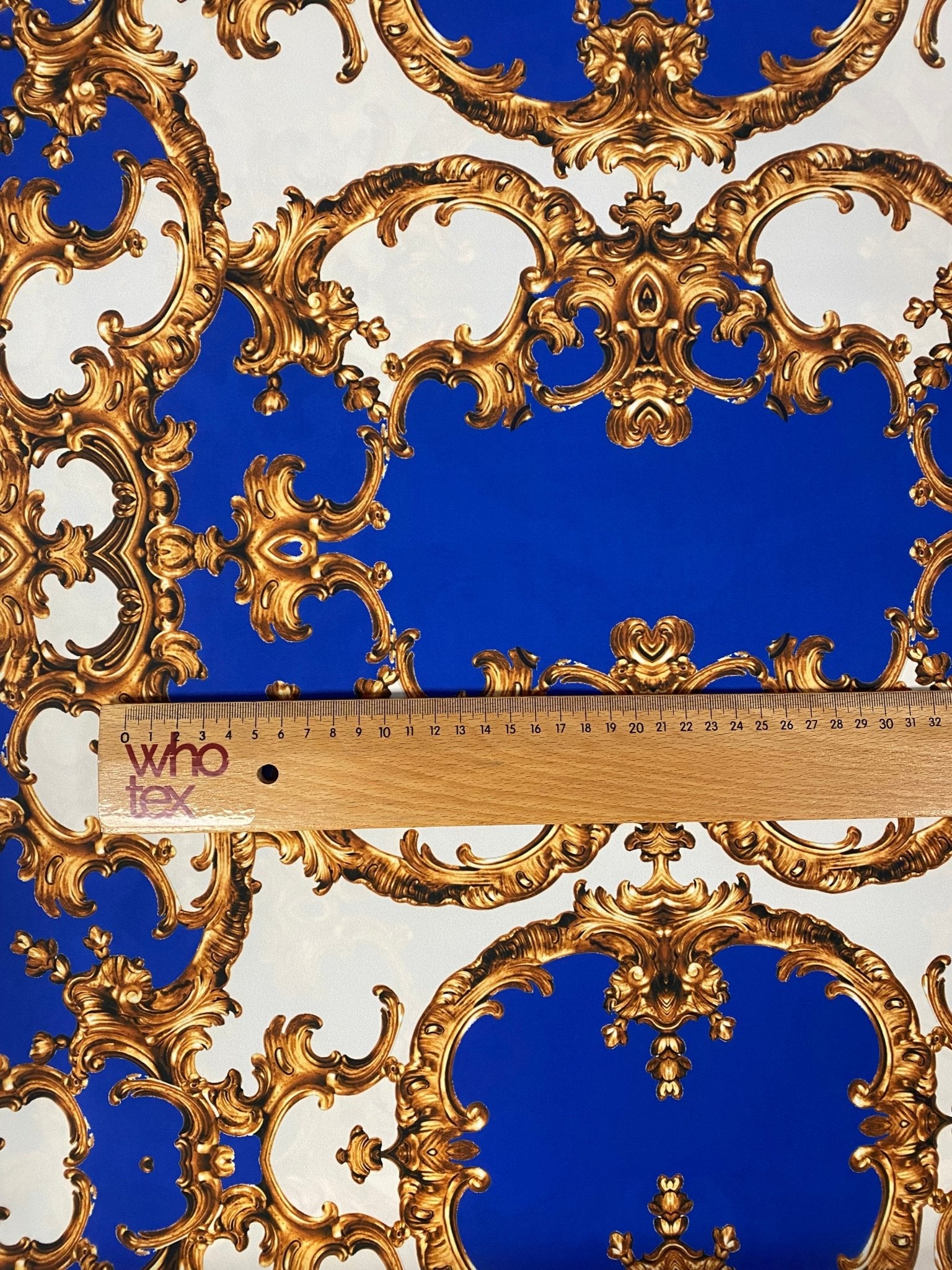 Royal Blue Baroque Pattern Fabric - Elegant Upholstery Textile - Whotex Online Fabric Store