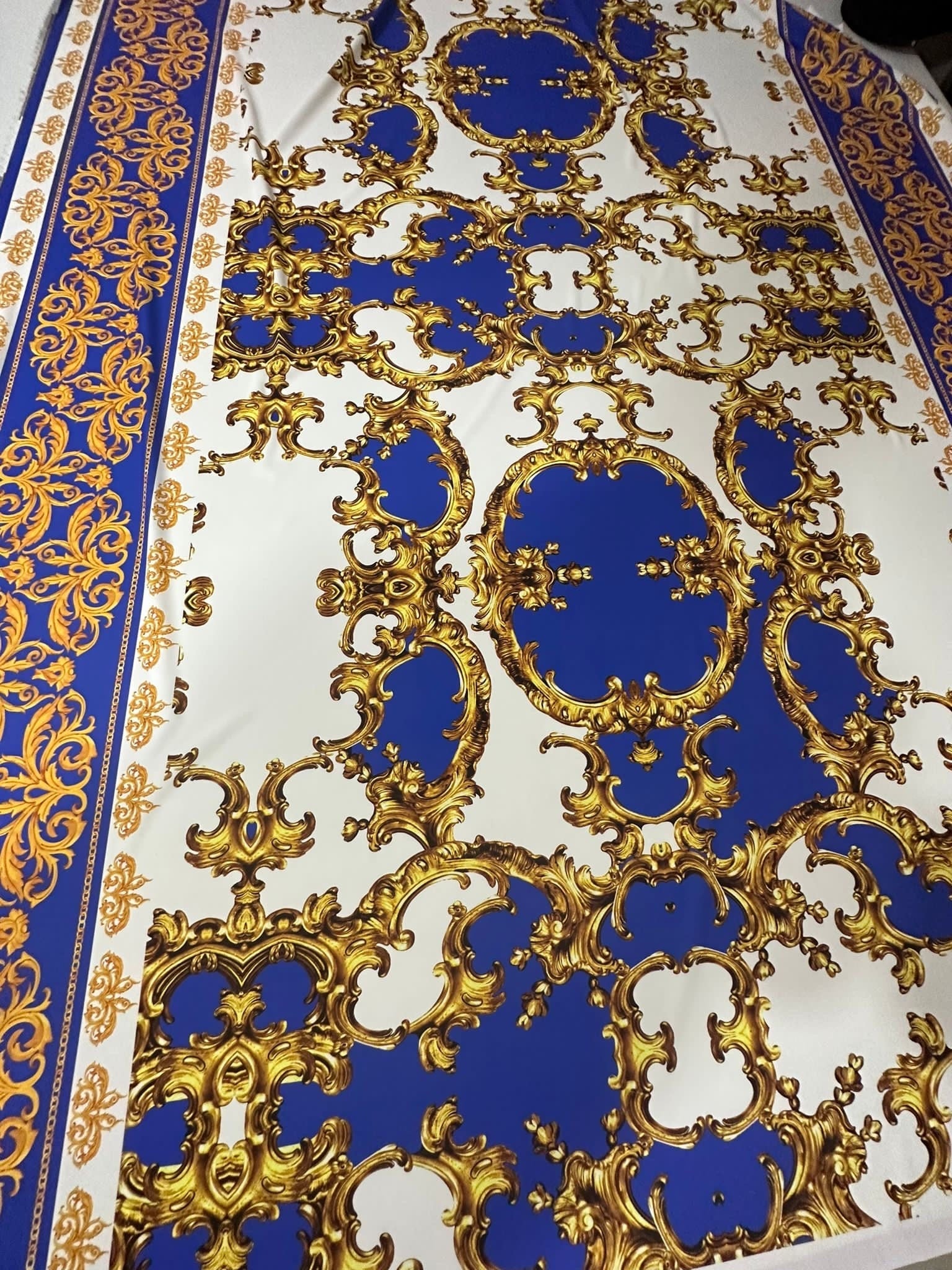 Royal Blue Baroque Pattern Fabric Fabric - Whotex Online Fabric Store