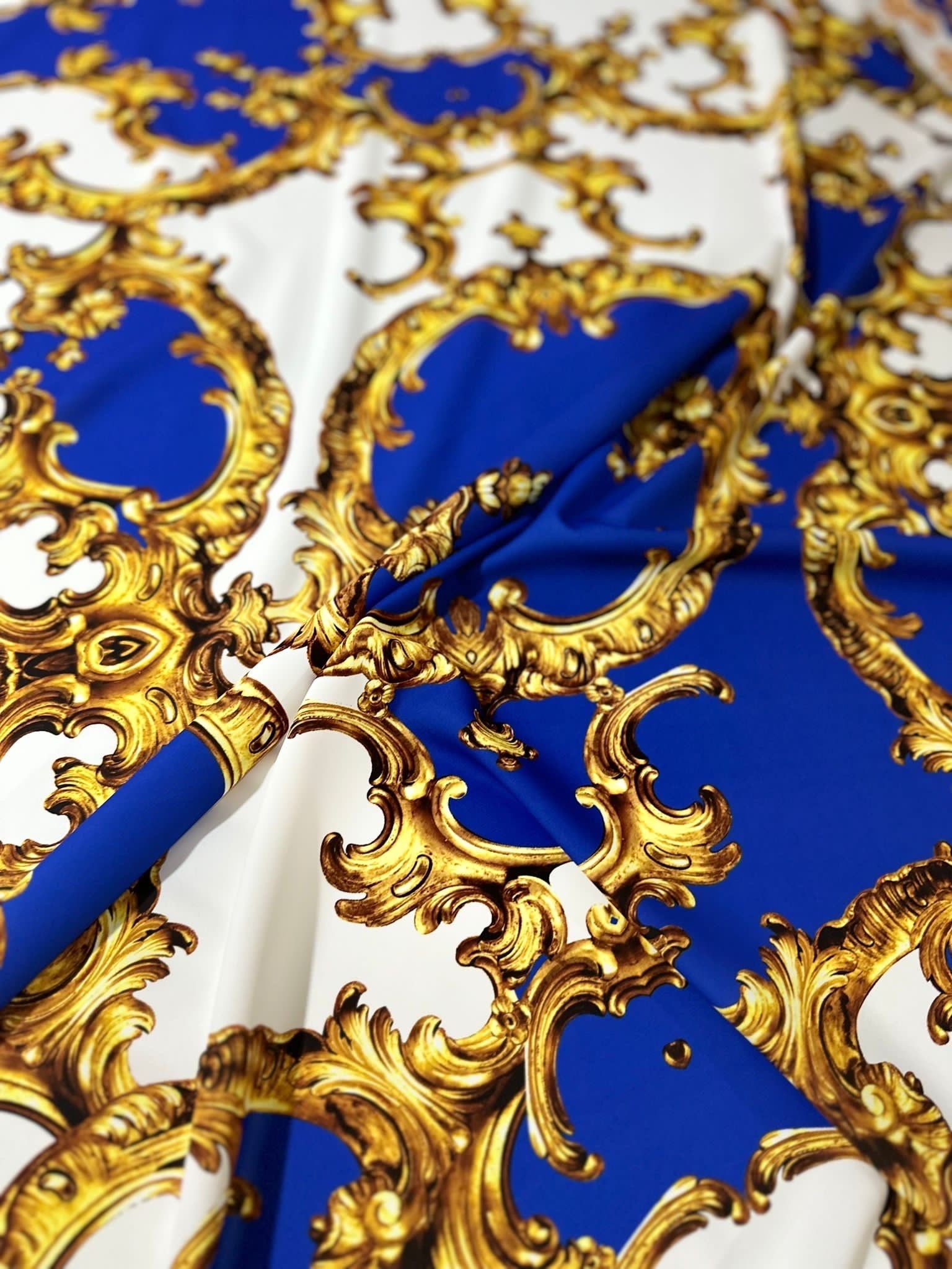 Royal Blue Baroque Pattern Fabric Fabric - Whotex Online Fabric Store