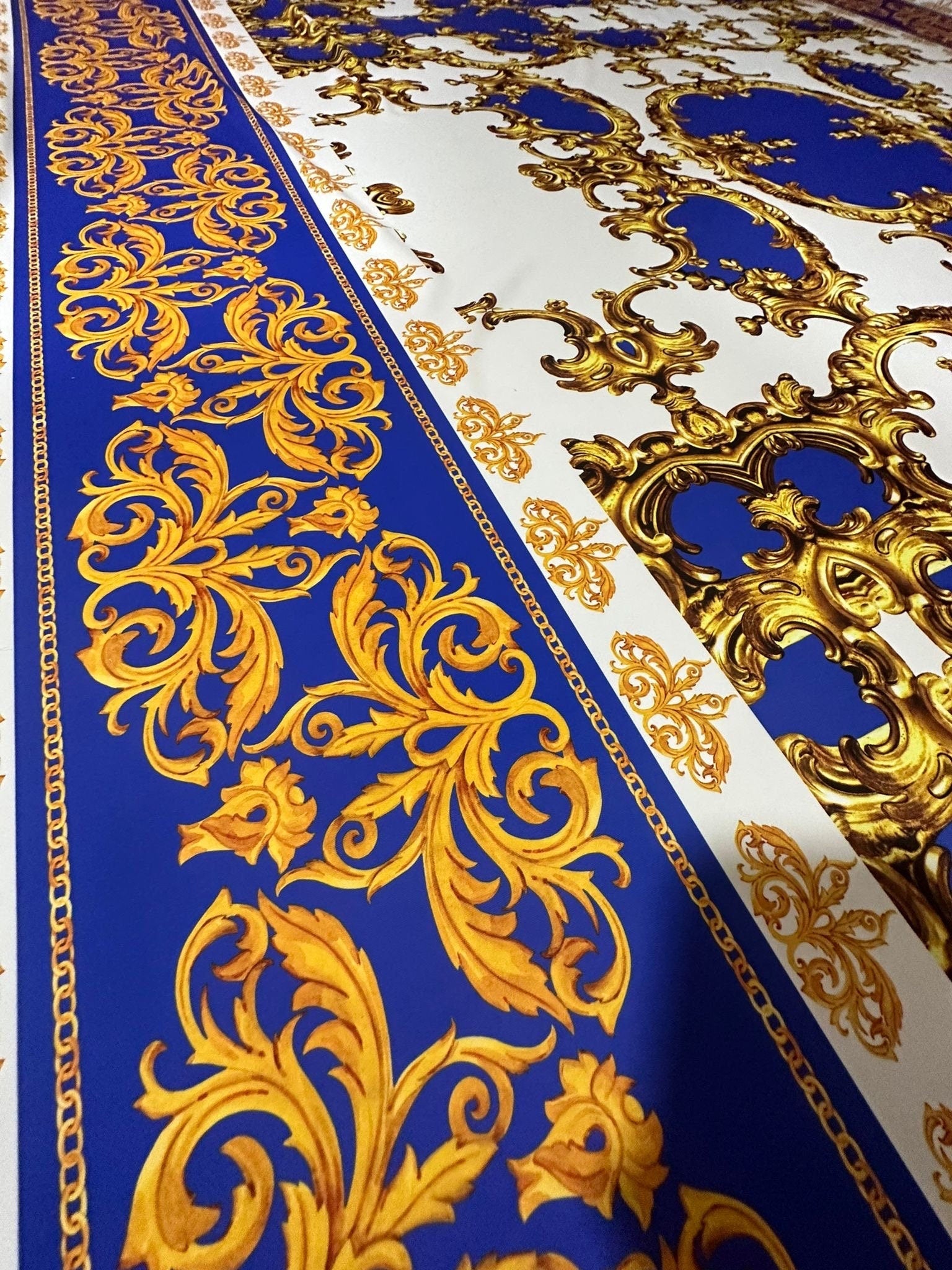 Royal Blue Baroque Pattern Fabric Fabric - Whotex Online Fabric Store