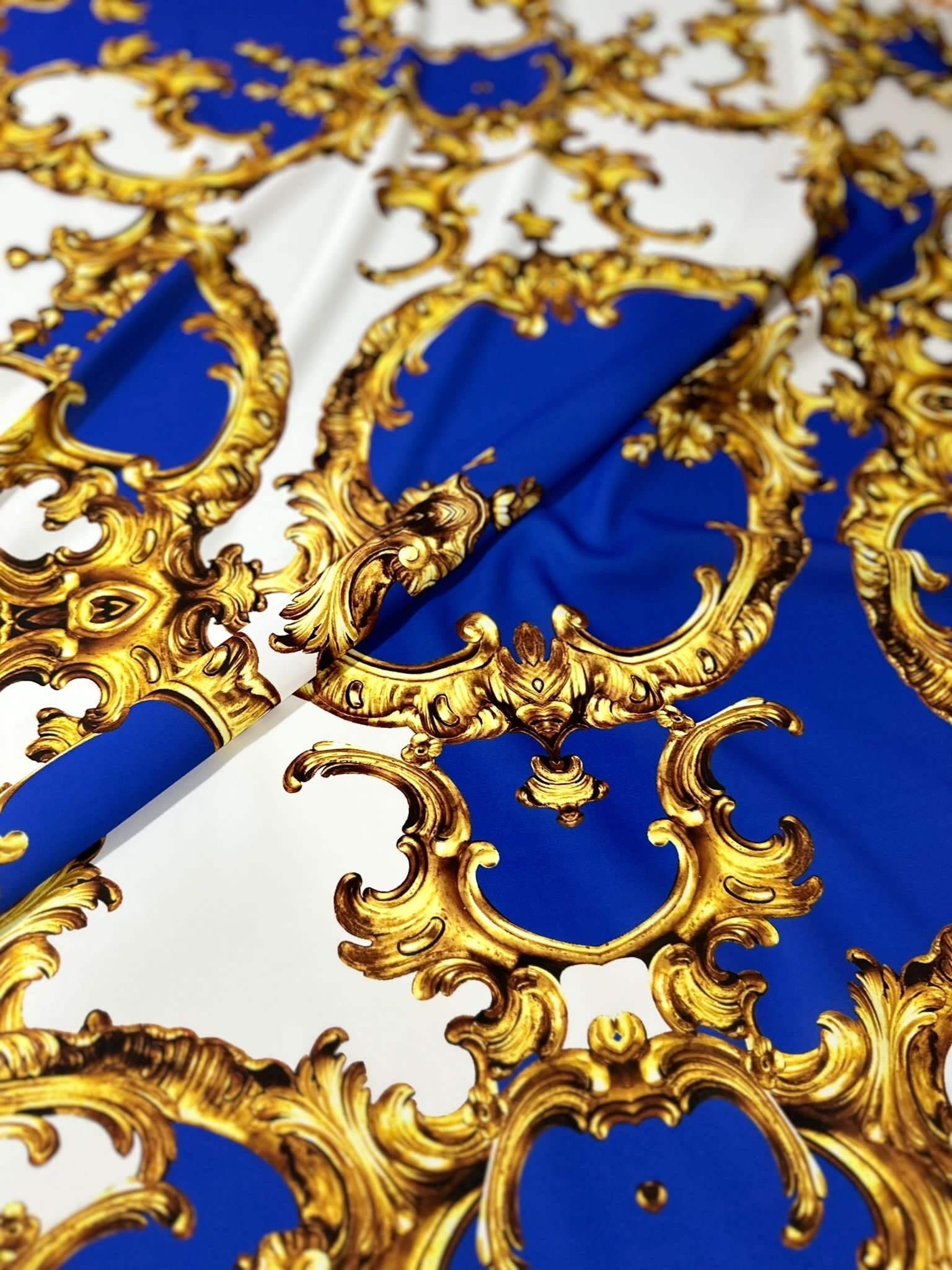 Royal Blue Baroque Pattern Fabric Fabric - Whotex Online Fabric Store