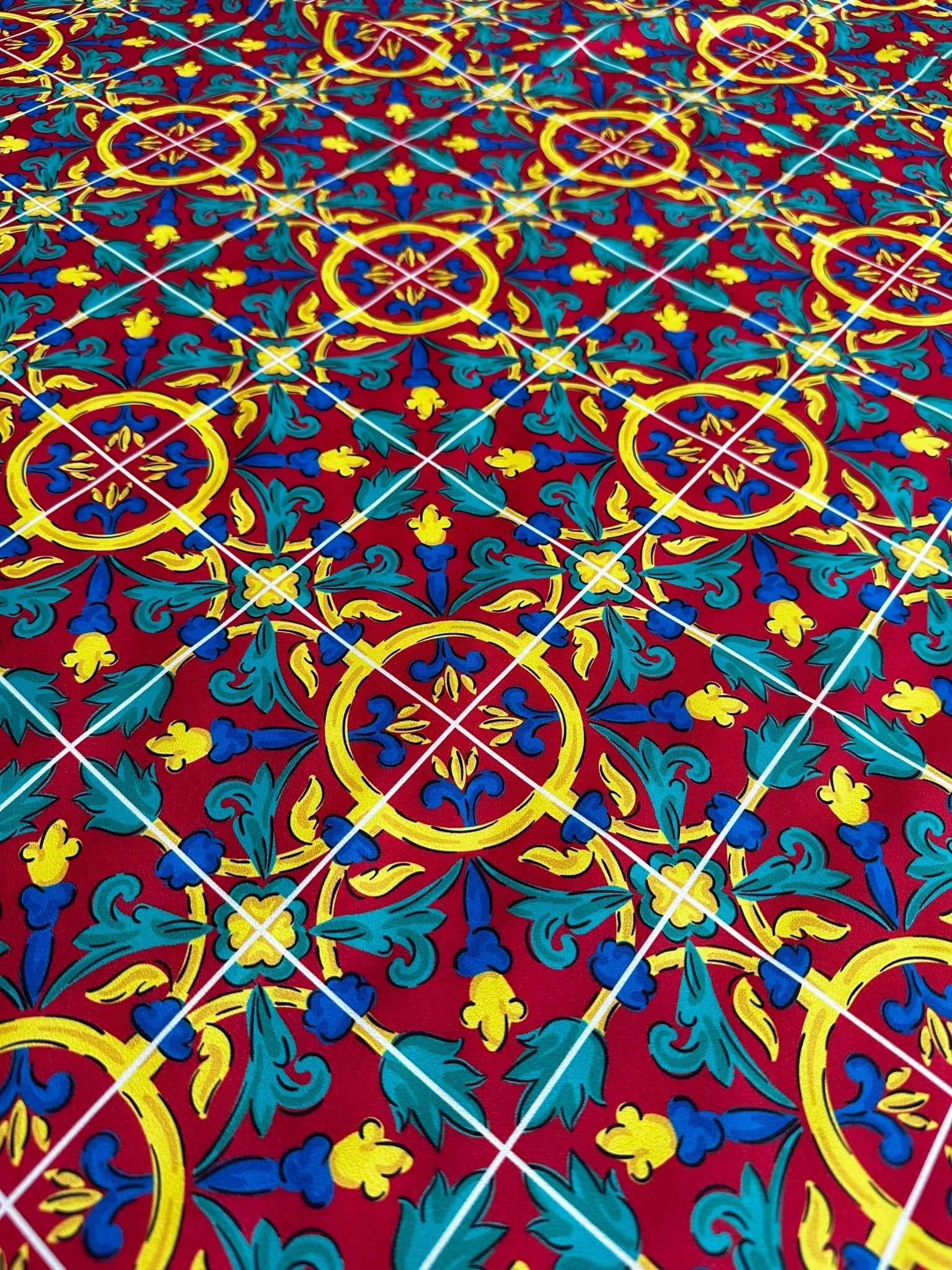 Sicilian Pattern Bordeaux coloured Fabric By The Yard - Whotex Online Fabric Store