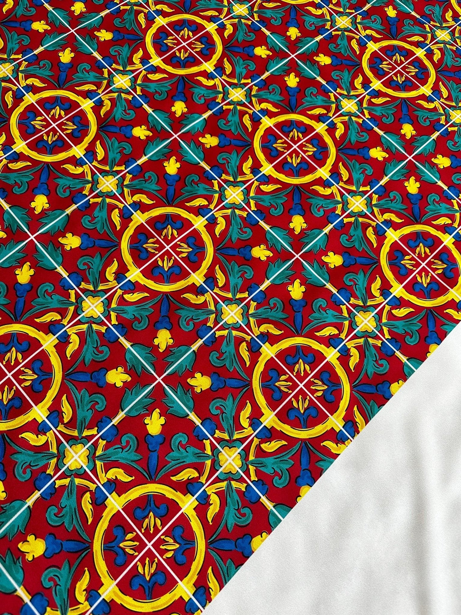 Sicilian Pattern Bordeaux coloured Fabric By The Yard - Whotex Online Fabric Store