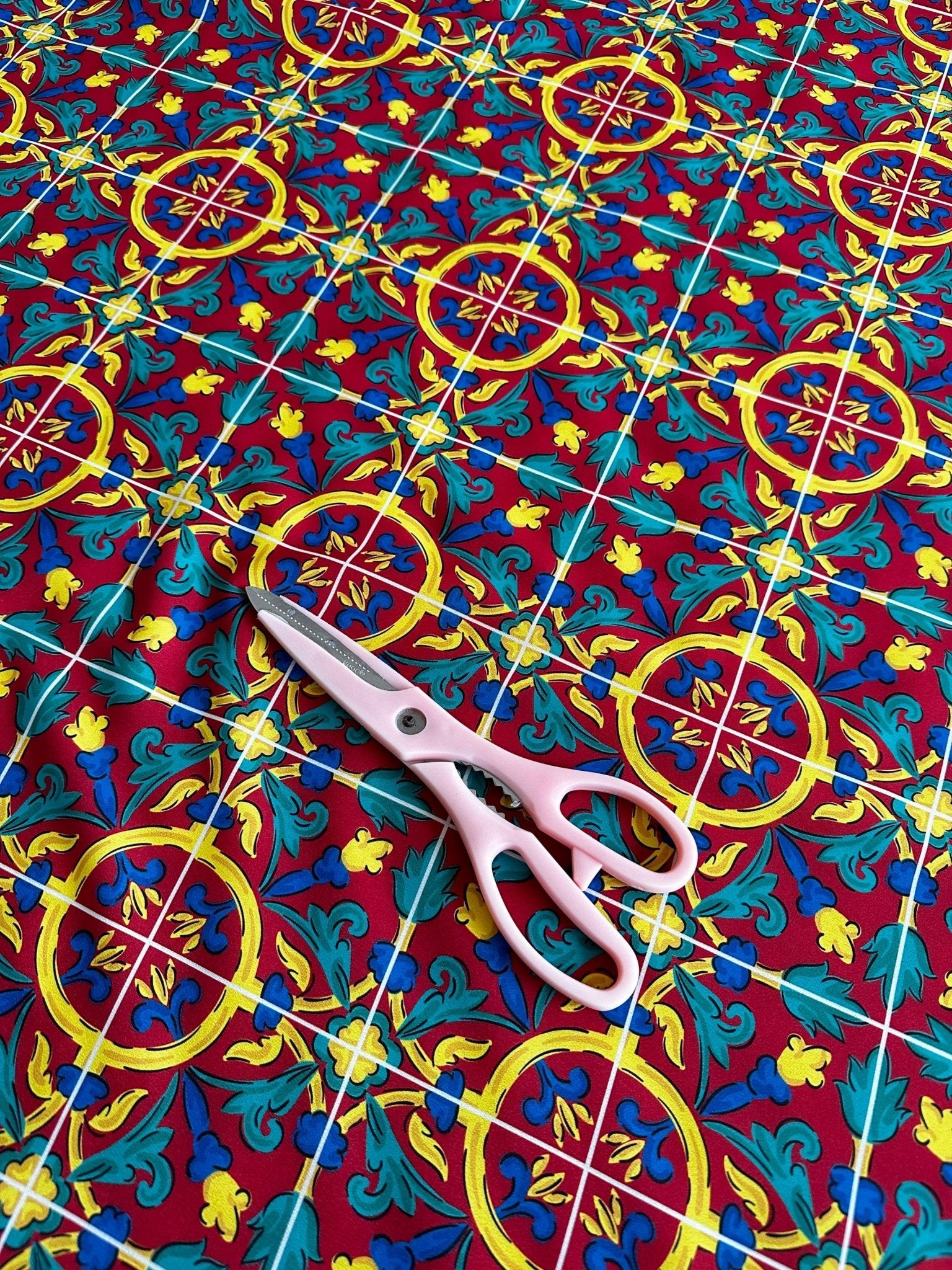 Sicilian Pattern Bordeaux coloured Fabric By The Yard - Whotex Online Fabric Store