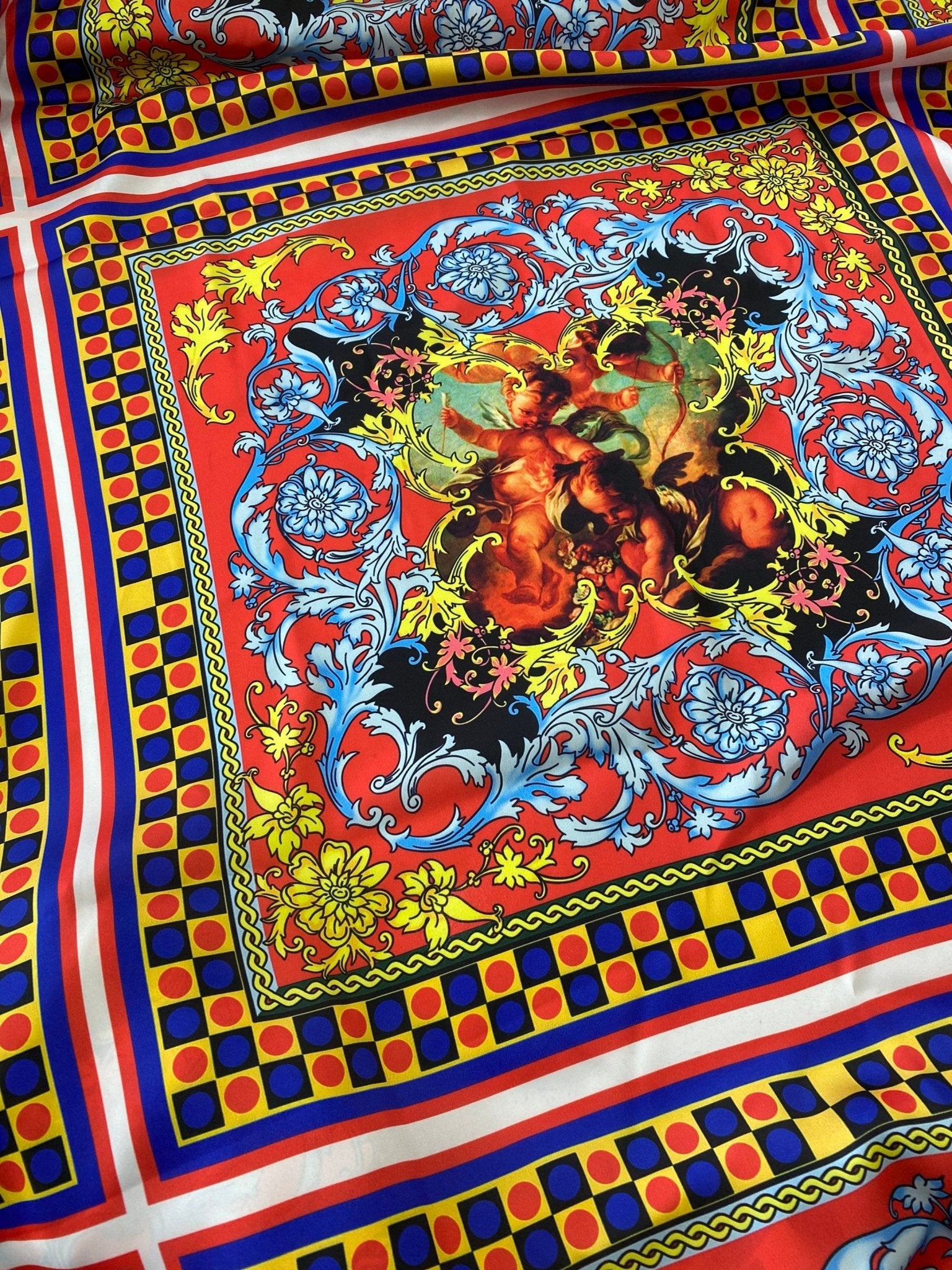 Sicilian Pattern Fabric, red blue Fabric - Whotex Online Fabric Store