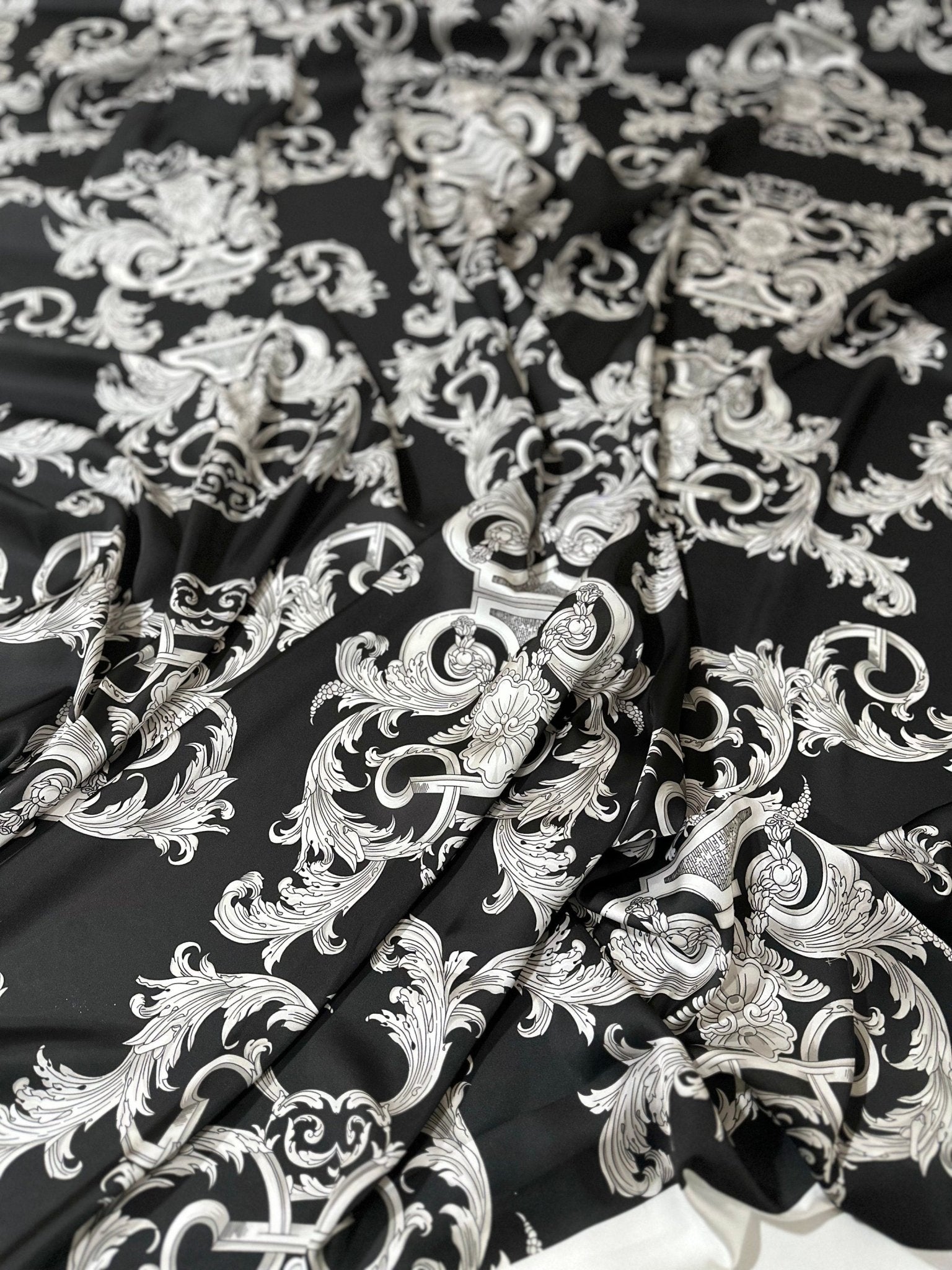 Silver Baroque Pattern Fabric - Whotex Online Fabric Store