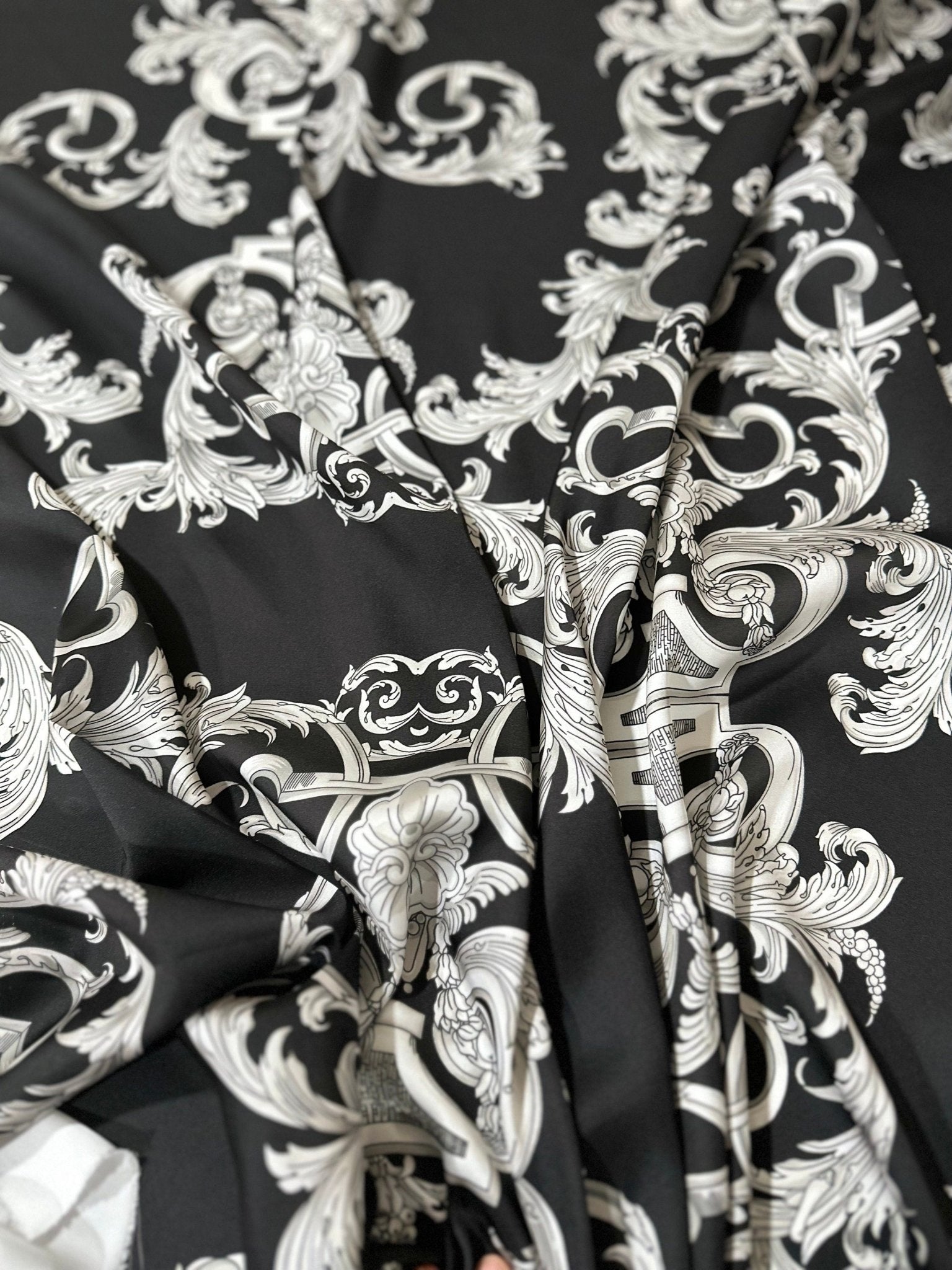 Silver Baroque Pattern Fabric - Whotex Online Fabric Store