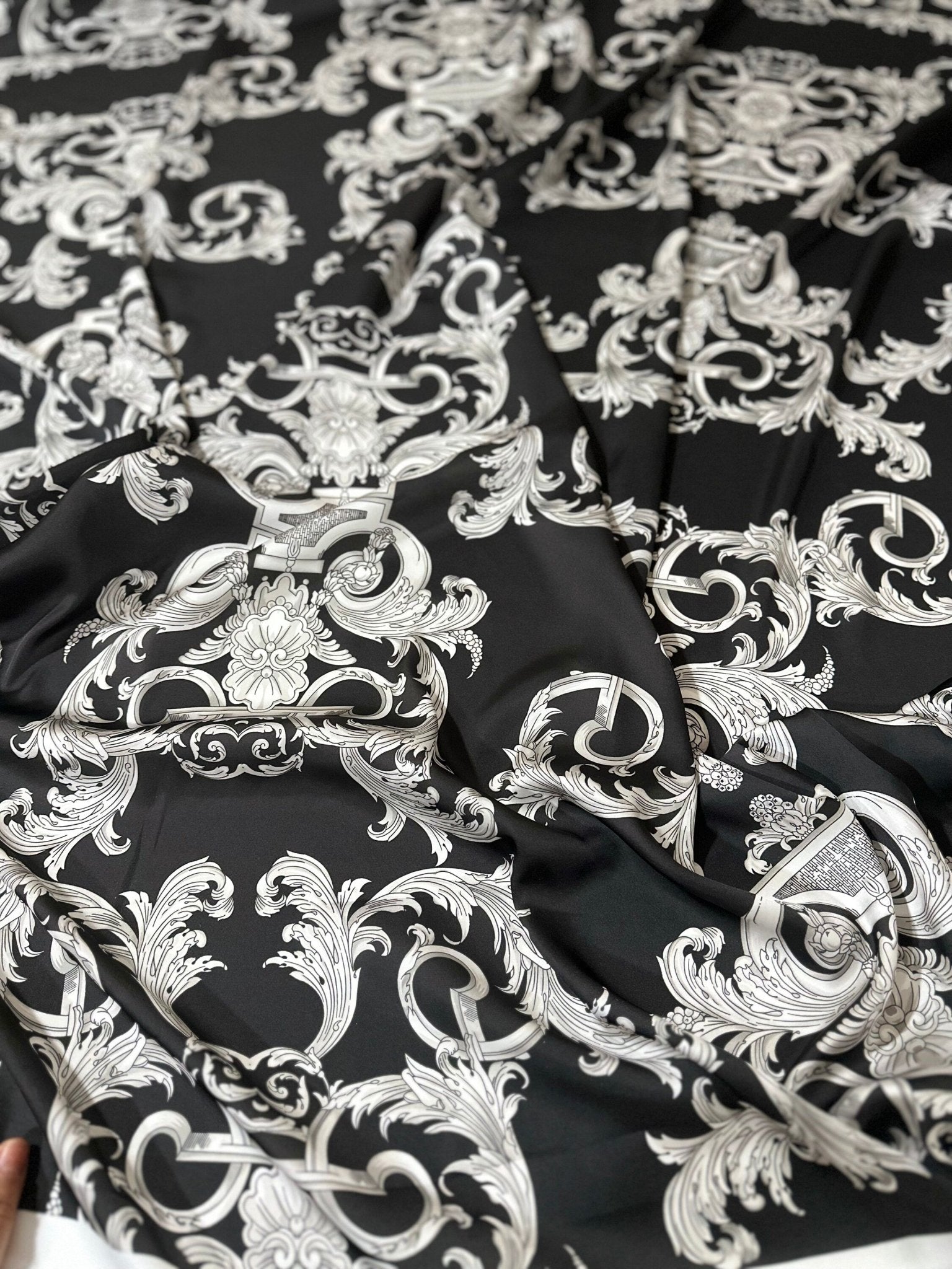 Silver Baroque Pattern Fabric - Whotex Online Fabric Store