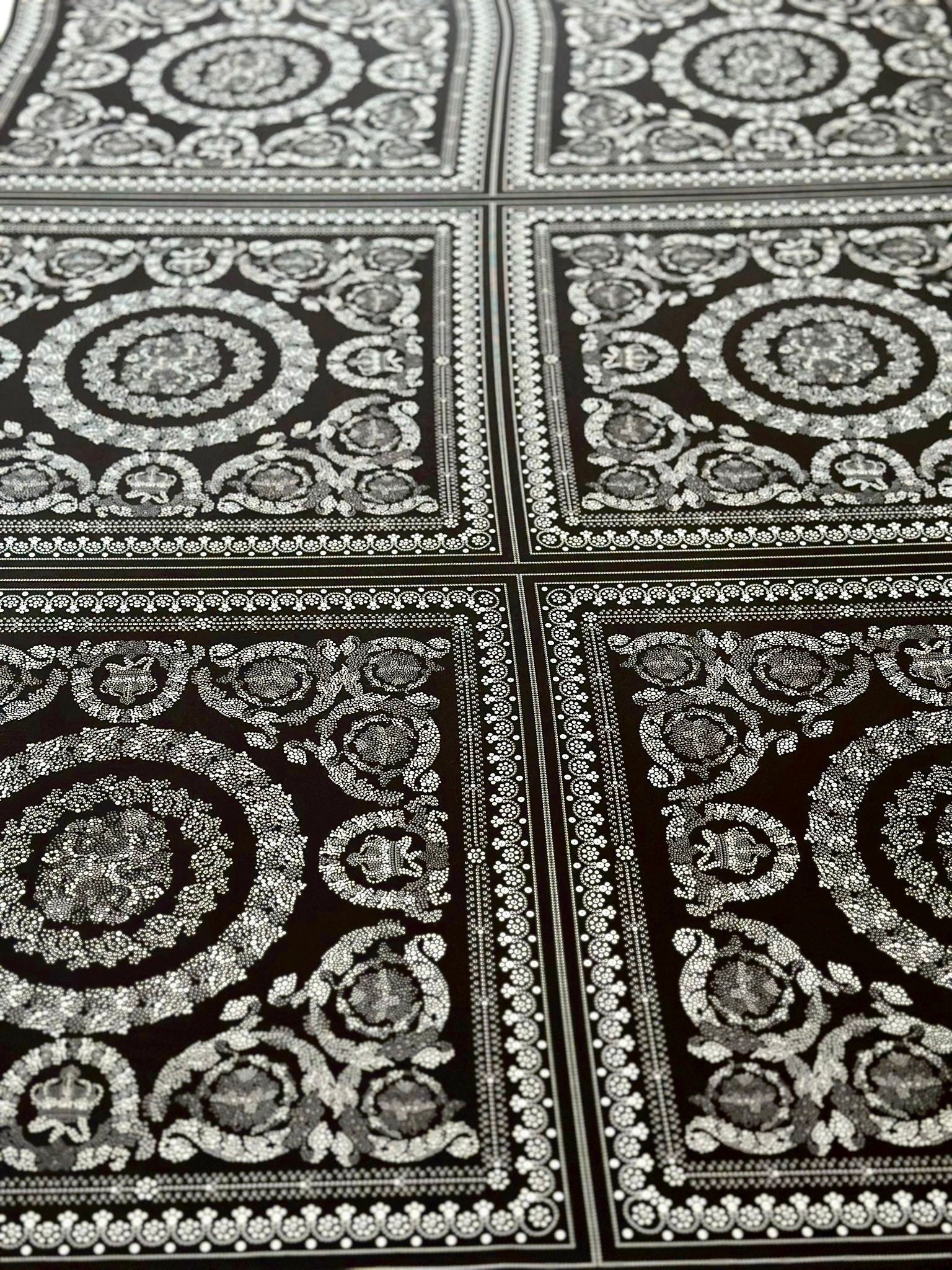 Silver Baroque Pattern Fabric , by the yard - Whotex Online Fabric Store