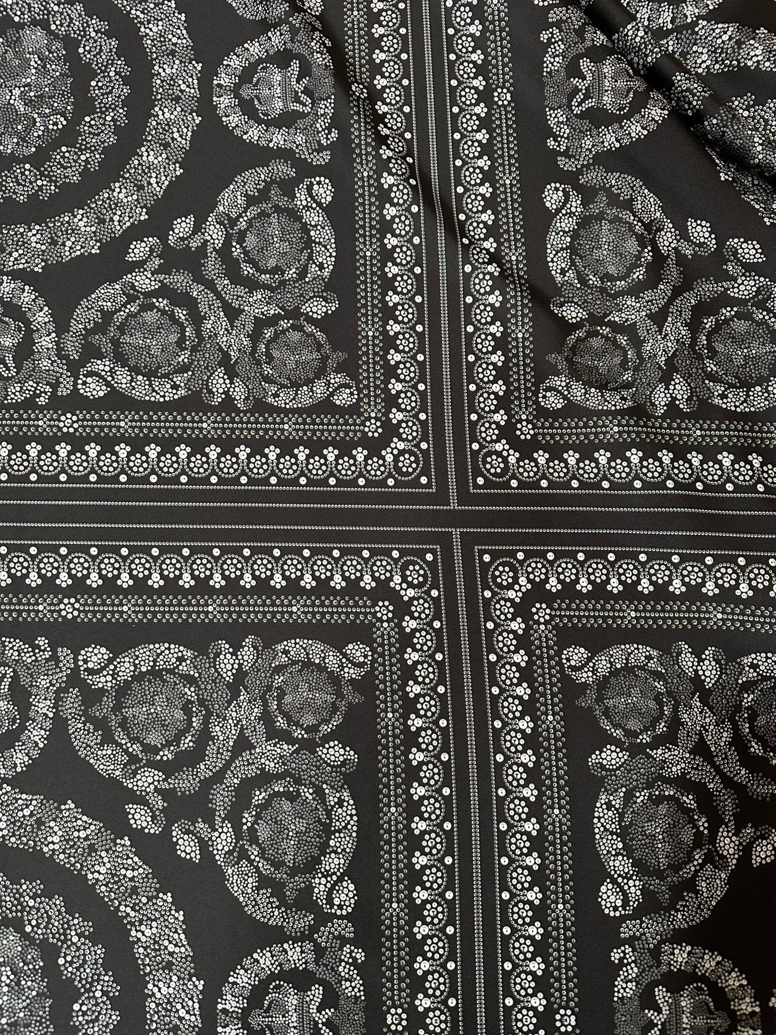 Silver Baroque Pattern Fabric , by the yard - Whotex Online Fabric Store