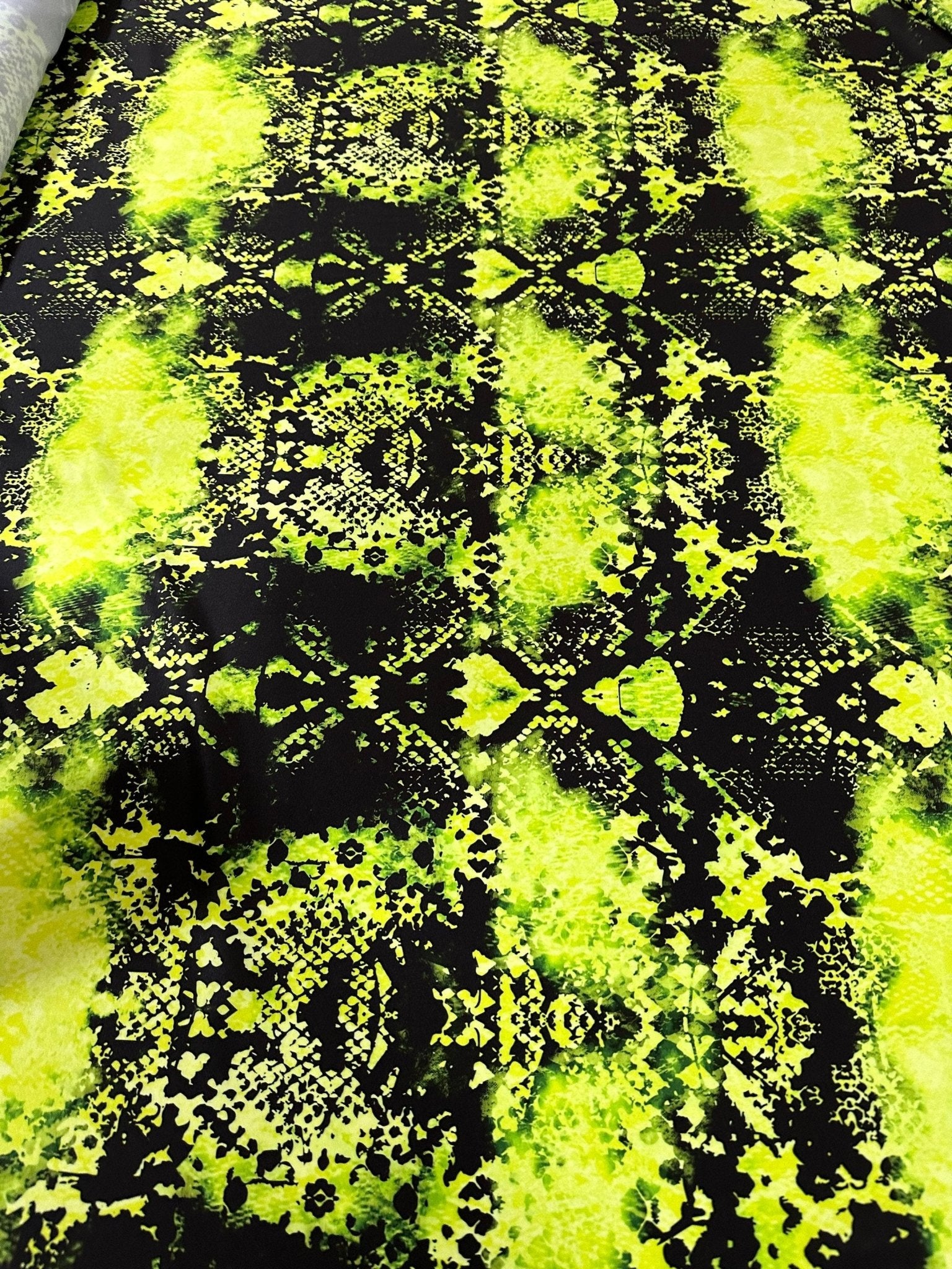 Spandex Fabric, Neon green black Fabric, Dancewear, swimwear, tights, craft, dress Fabric, exotic costume, abstract pattern - Whotex Online Fabric Store