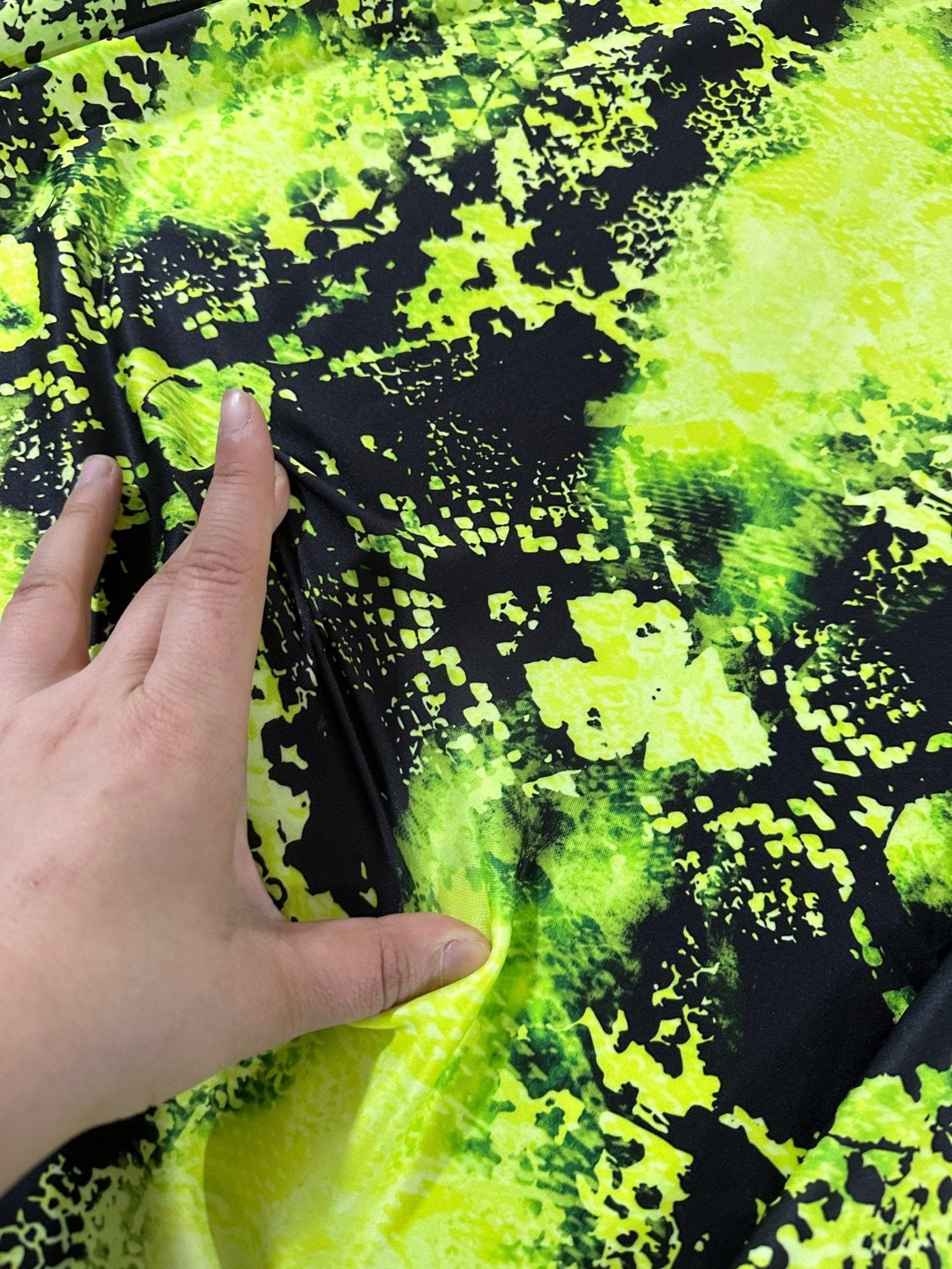 Spandex Fabric, Neon green black Fabric, Dancewear, swimwear, tights, craft, dress Fabric, exotic costume, abstract pattern - Whotex Online Fabric Store