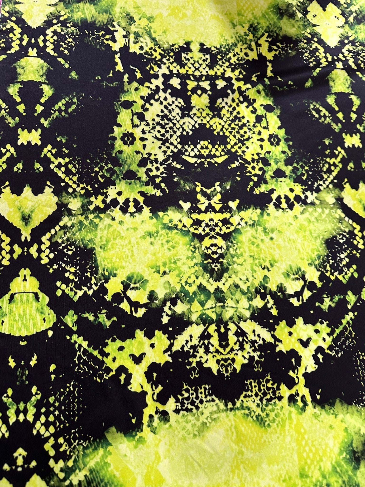 Spandex Fabric, Neon green black Fabric, Dancewear, swimwear, tights, craft, dress Fabric, exotic costume, abstract pattern - Whotex Online Fabric Store