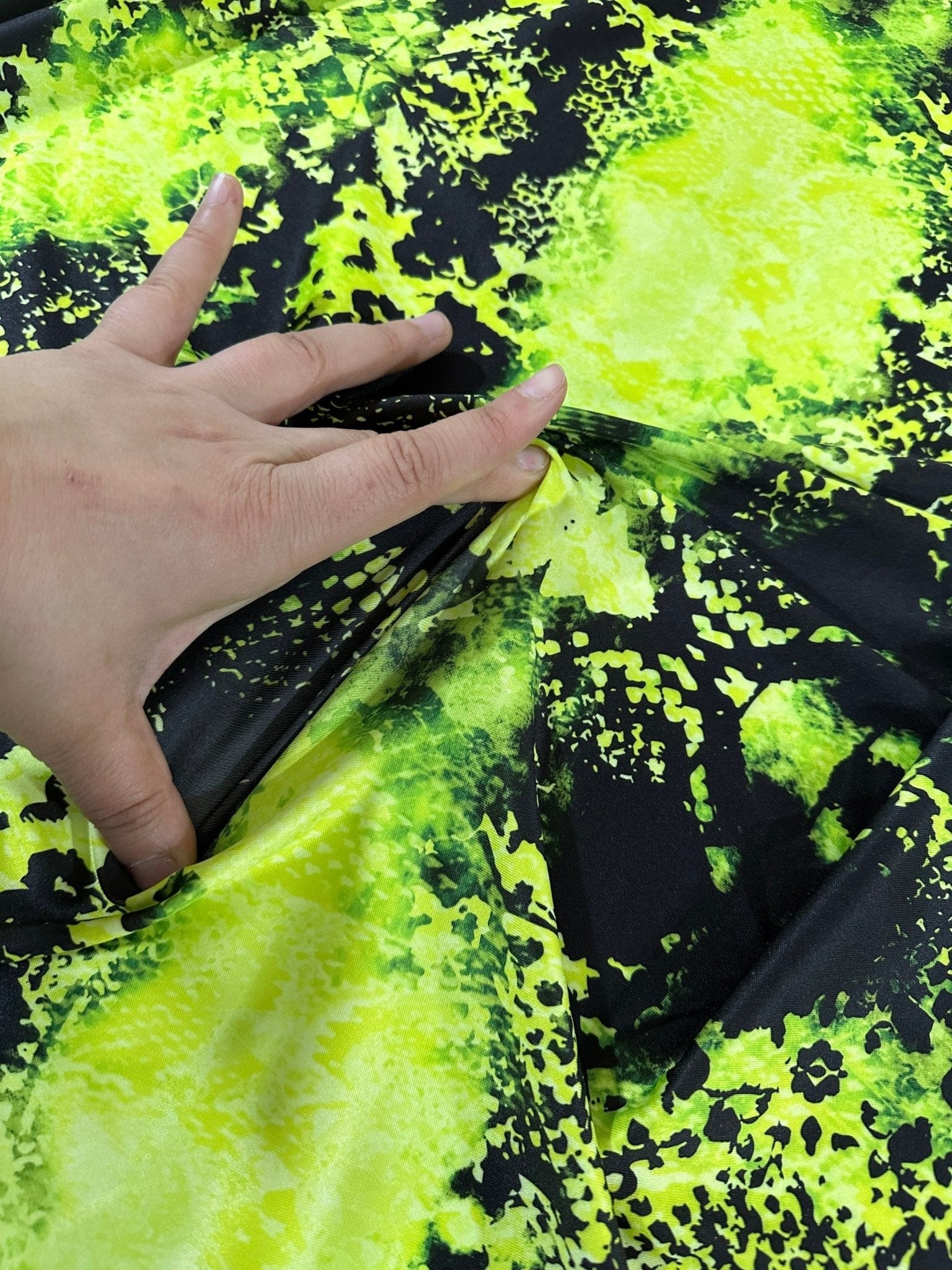 Spandex Fabric, Neon green black Fabric, Dancewear, swimwear, tights, craft, dress Fabric, exotic costume, abstract pattern - Whotex Online Fabric Store