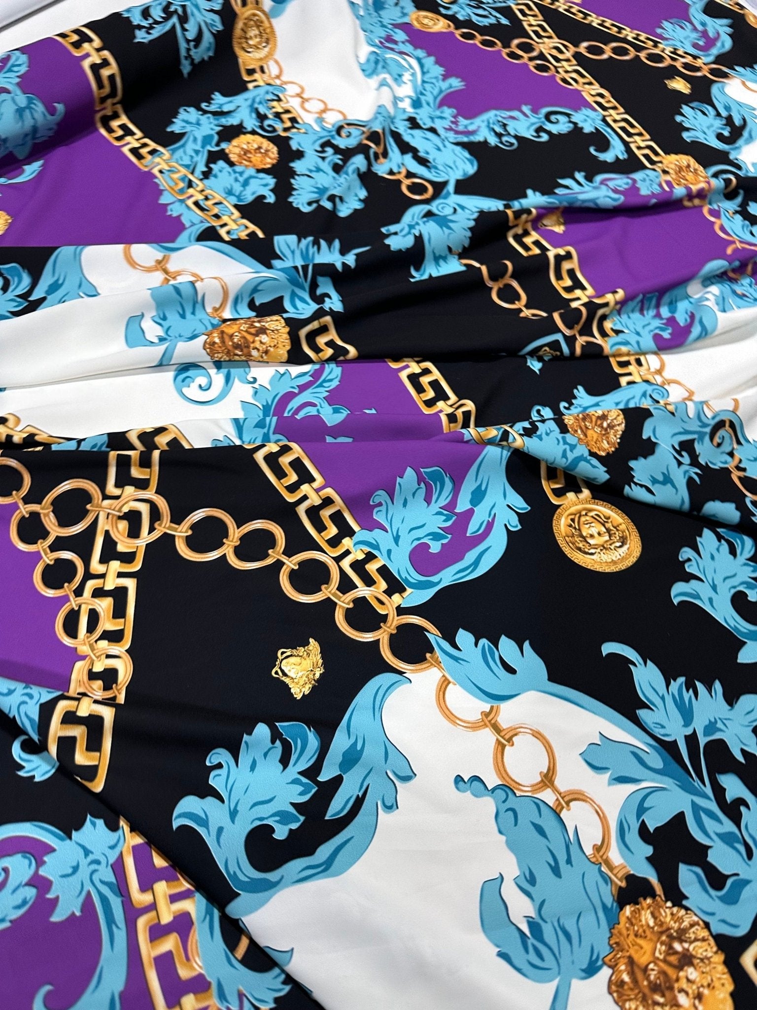 Swirl pattern Fabric, Fabric, Gold Chain print Crepe Fabric - Whotex Online Fabric Store