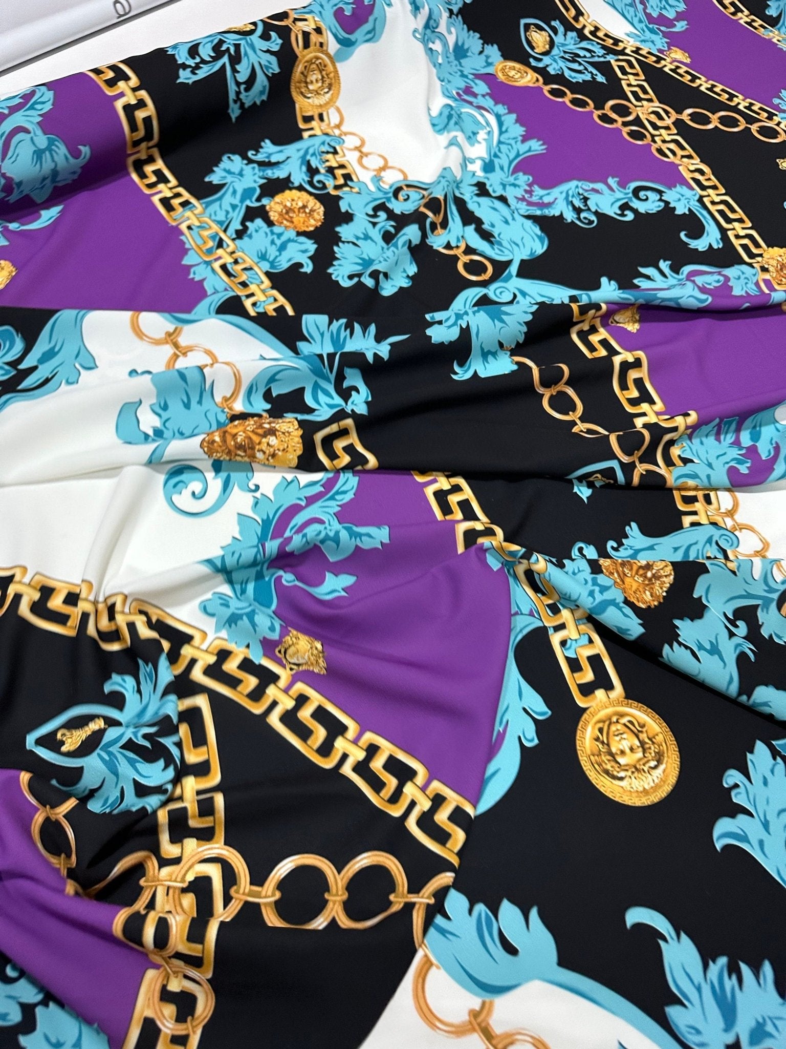Swirl pattern Fabric, Fabric, Gold Chain print Crepe Fabric - Whotex Online Fabric Store