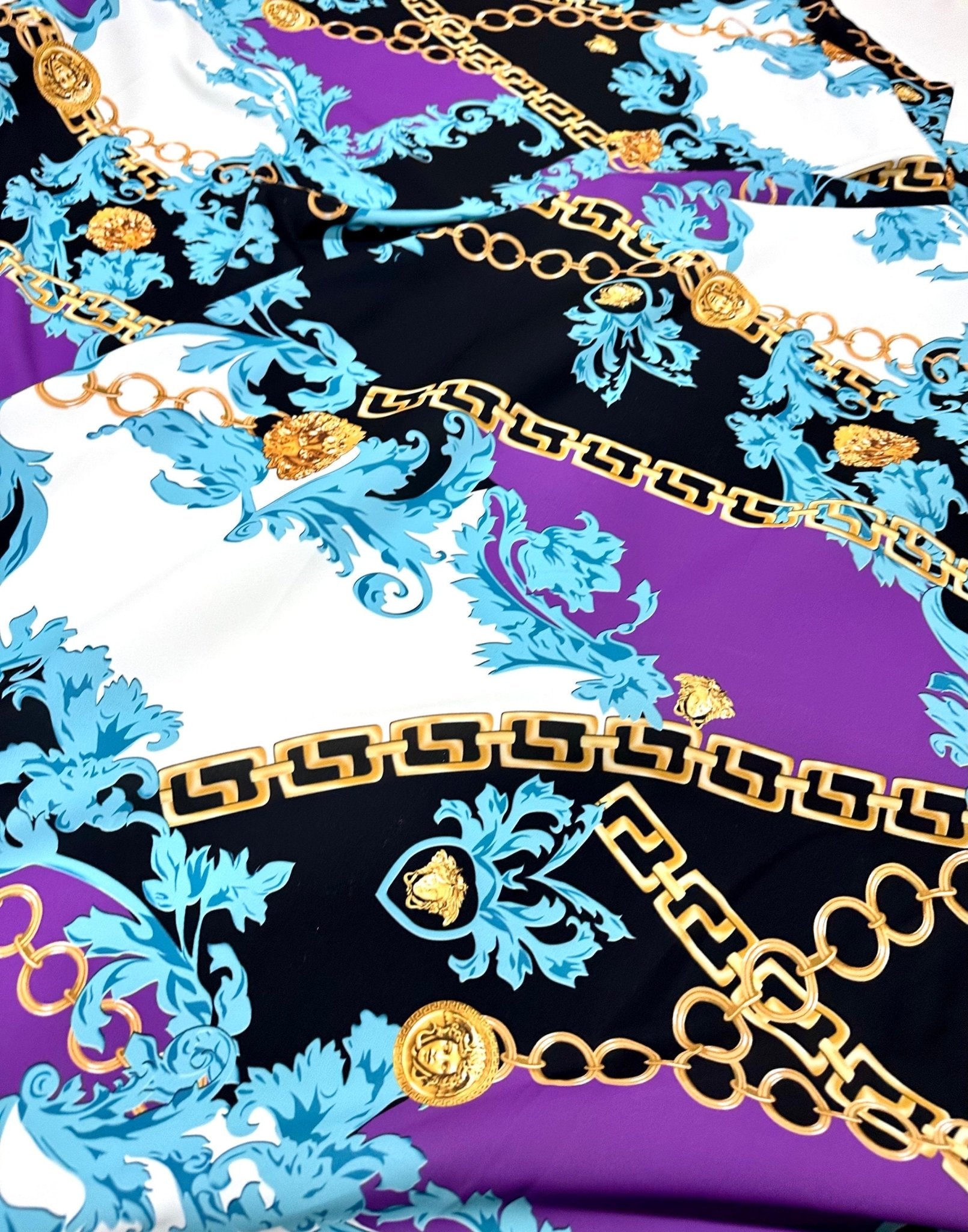Swirl pattern Fabric, Fabric, Gold Chain print Crepe Fabric - Whotex Online Fabric Store