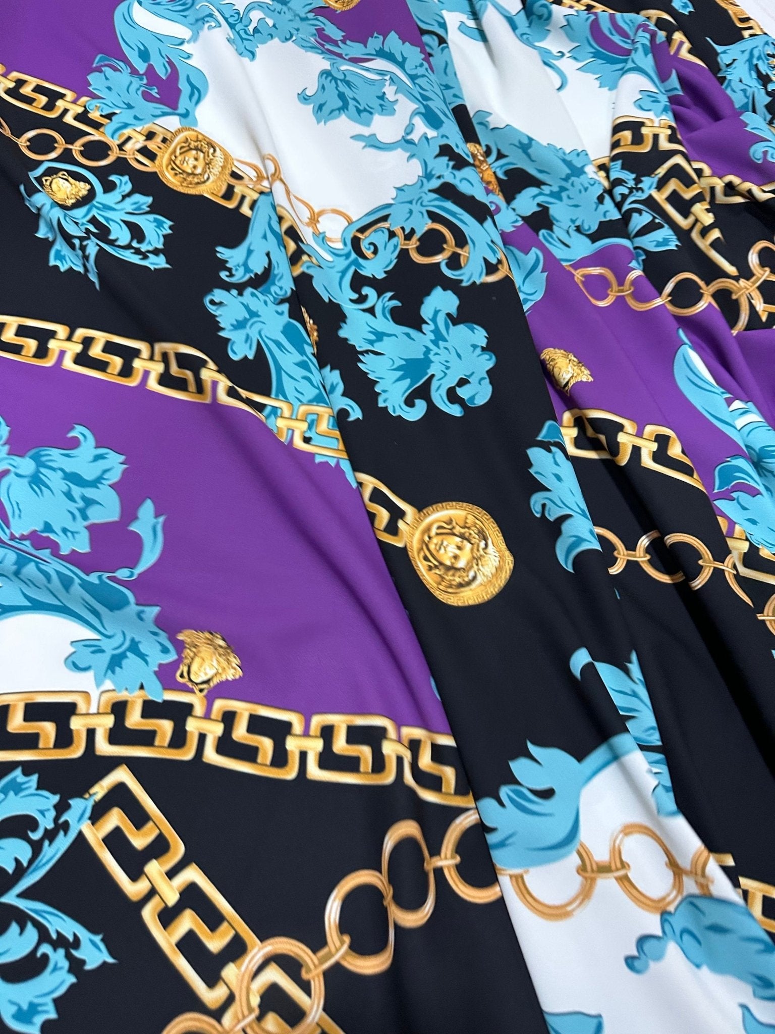 Swirl pattern Fabric, Fabric, Gold Chain print Crepe Fabric - Whotex Online Fabric Store