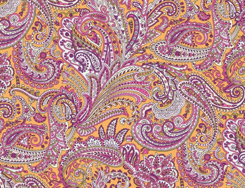 Vibrant Pink & Yellow Paisley Fabric by the Metre - Whotex Fabrics London