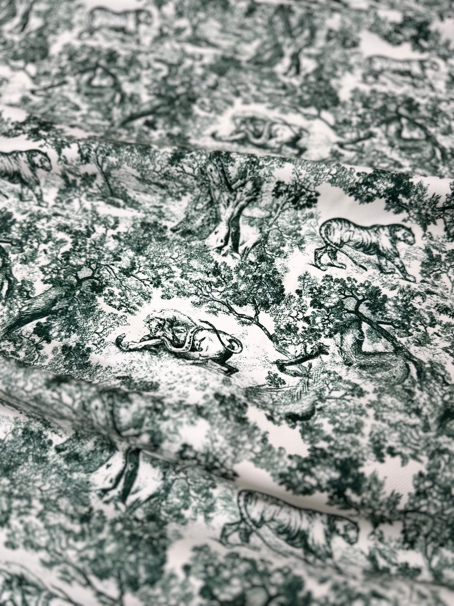 Wild Forest Pattern Fabric, Green White Animal Pattern Fabric - Whotex Online Fabric Store