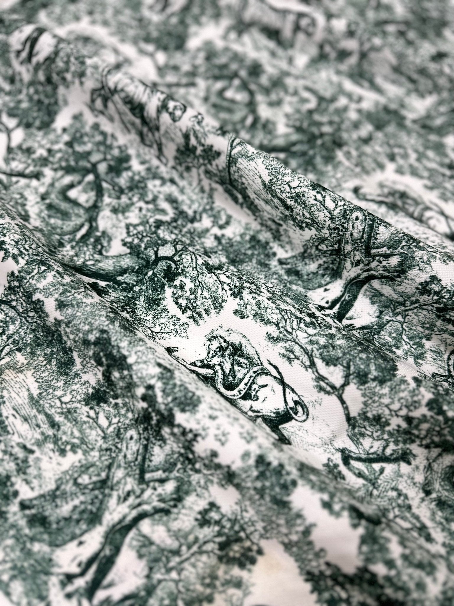 Wild Forest Pattern Fabric, Green White Animal Pattern Fabric - Whotex Online Fabric Store