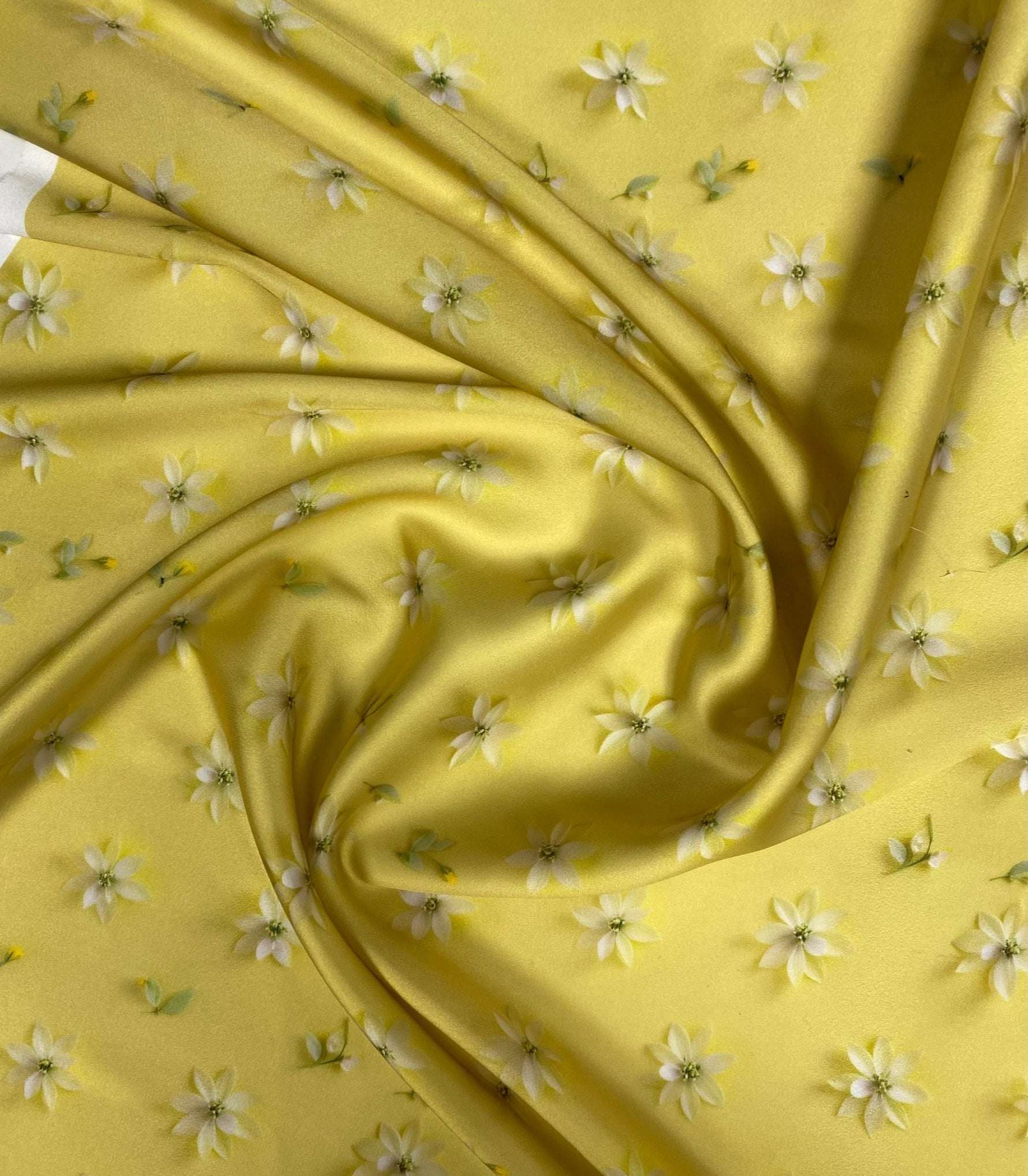 Yellow Floral Fabric – 3D Daisy Embroidered Design - Whotex Fabrics London