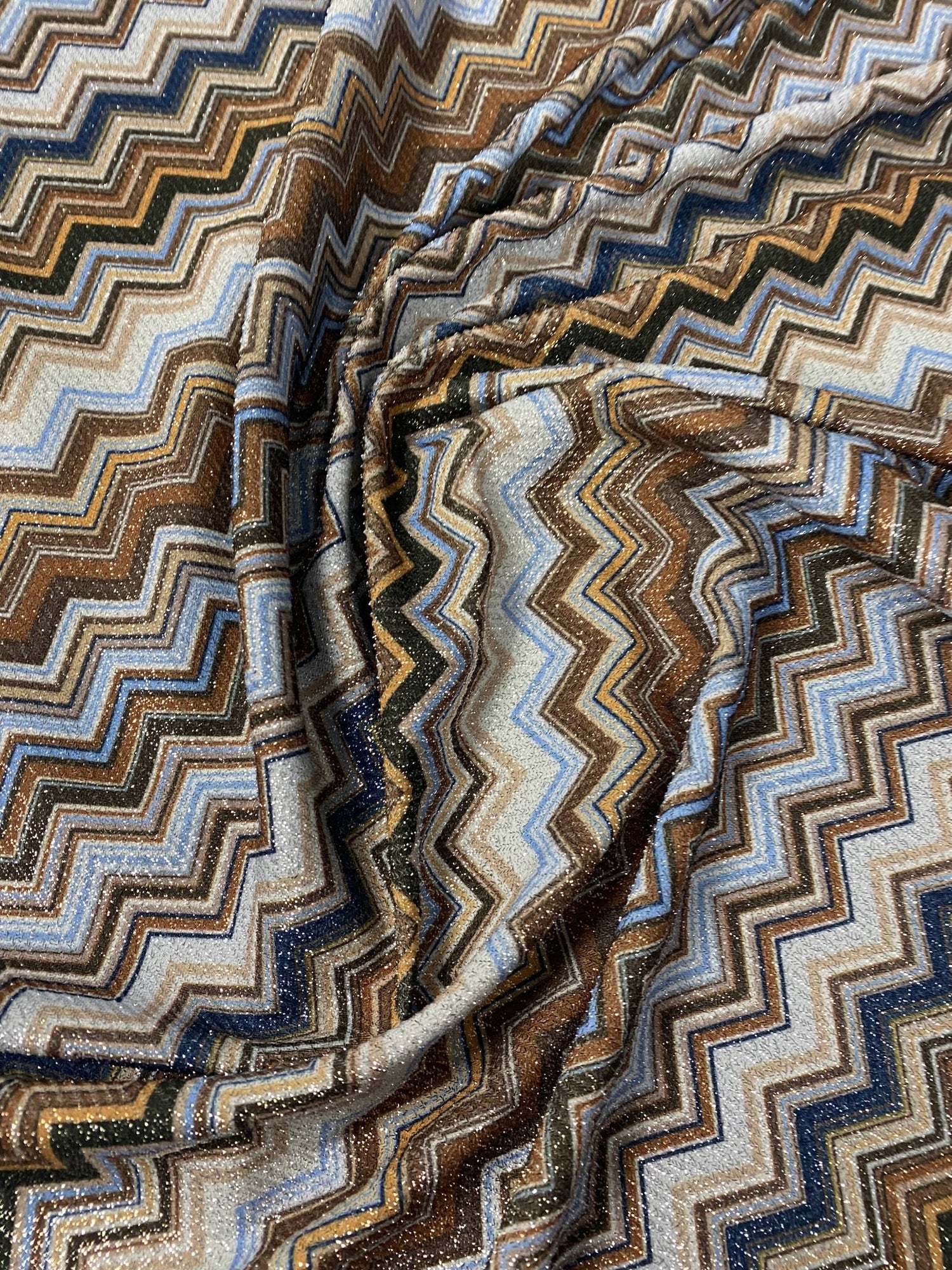 Zigzag Lurex Knit Fabric - Whotex Fabrics London