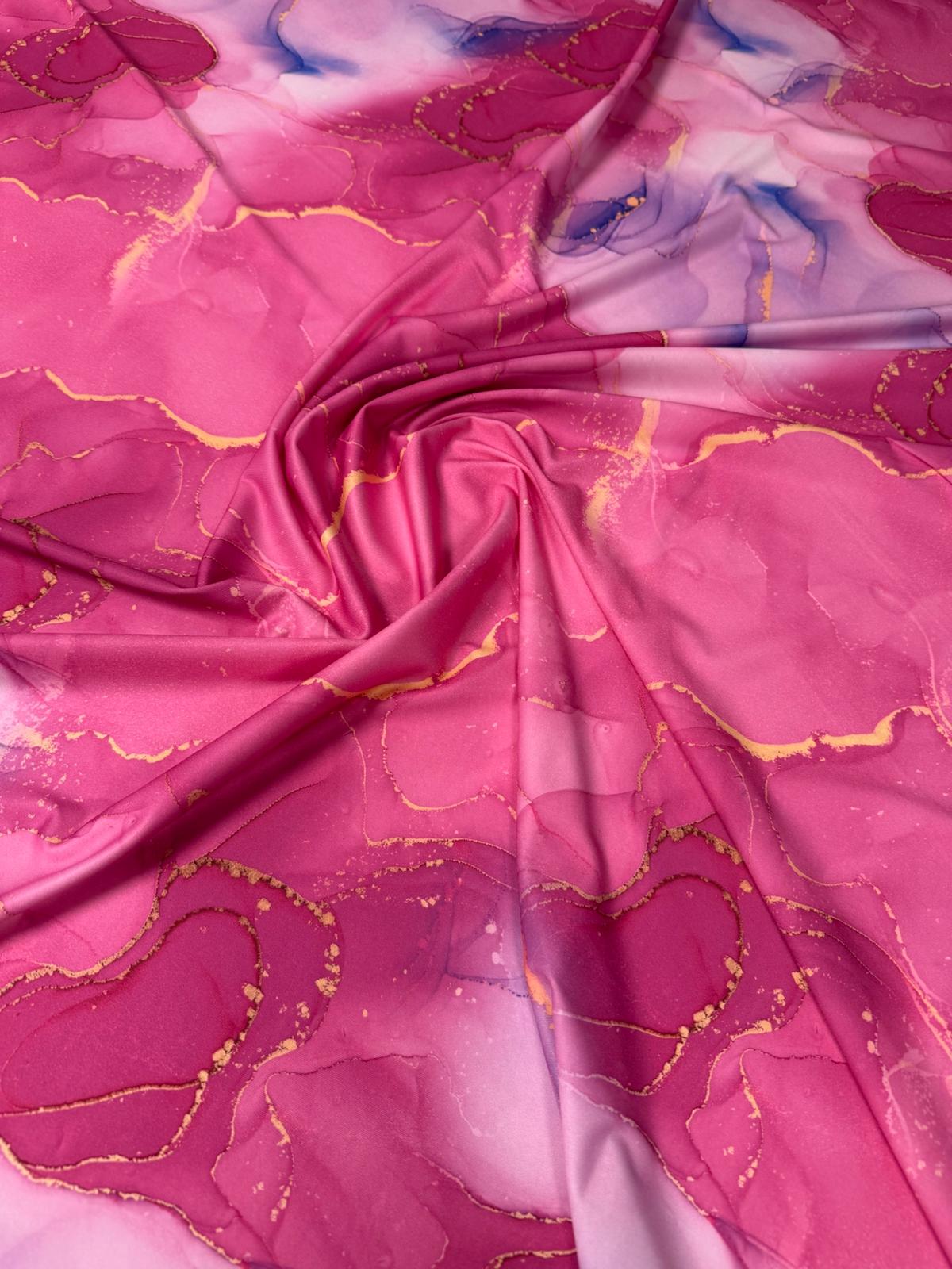 Pink Marble Satin Fabric by the Metre