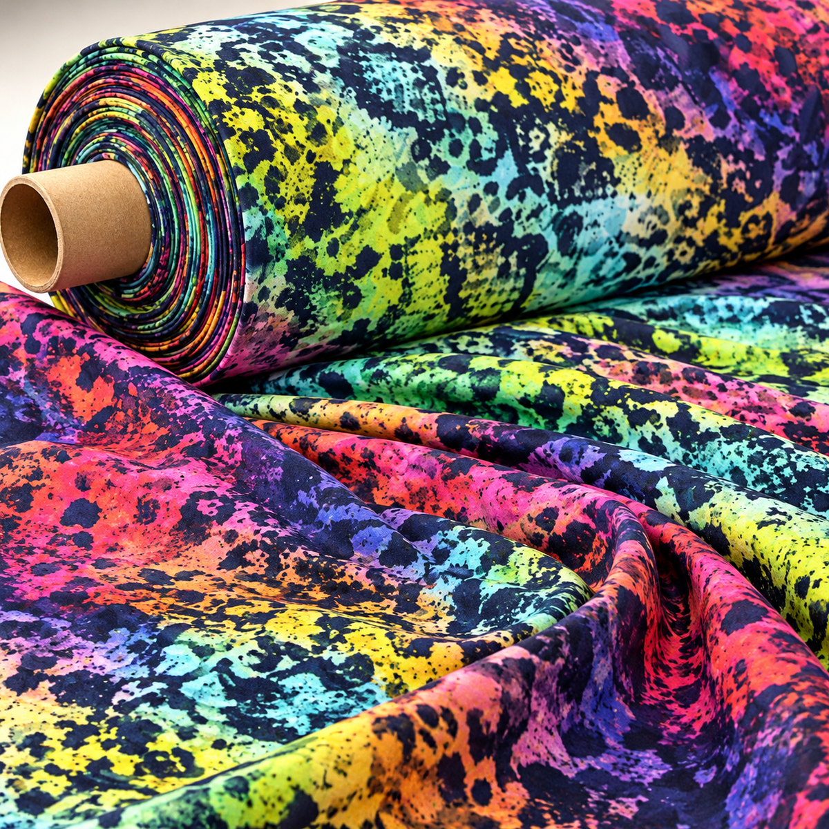 Rainbow Snake Print Fabric – Multicolour Animal Pattern by the Metre