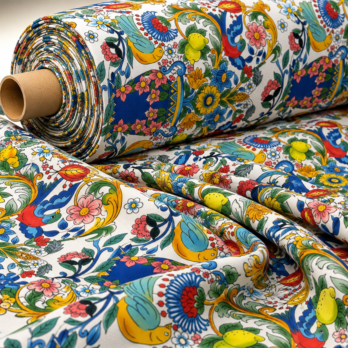 Italian Floral  Lemon Pattern Fabric Sold by Metre
