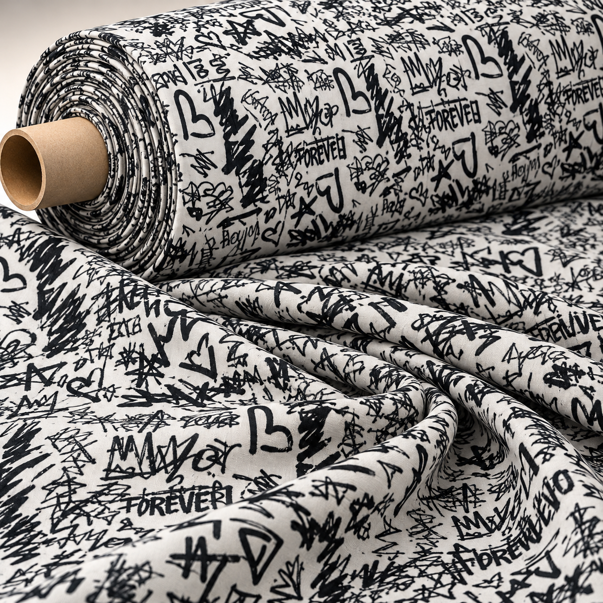 Graffiti Pattern Activewear Fabric by Metre