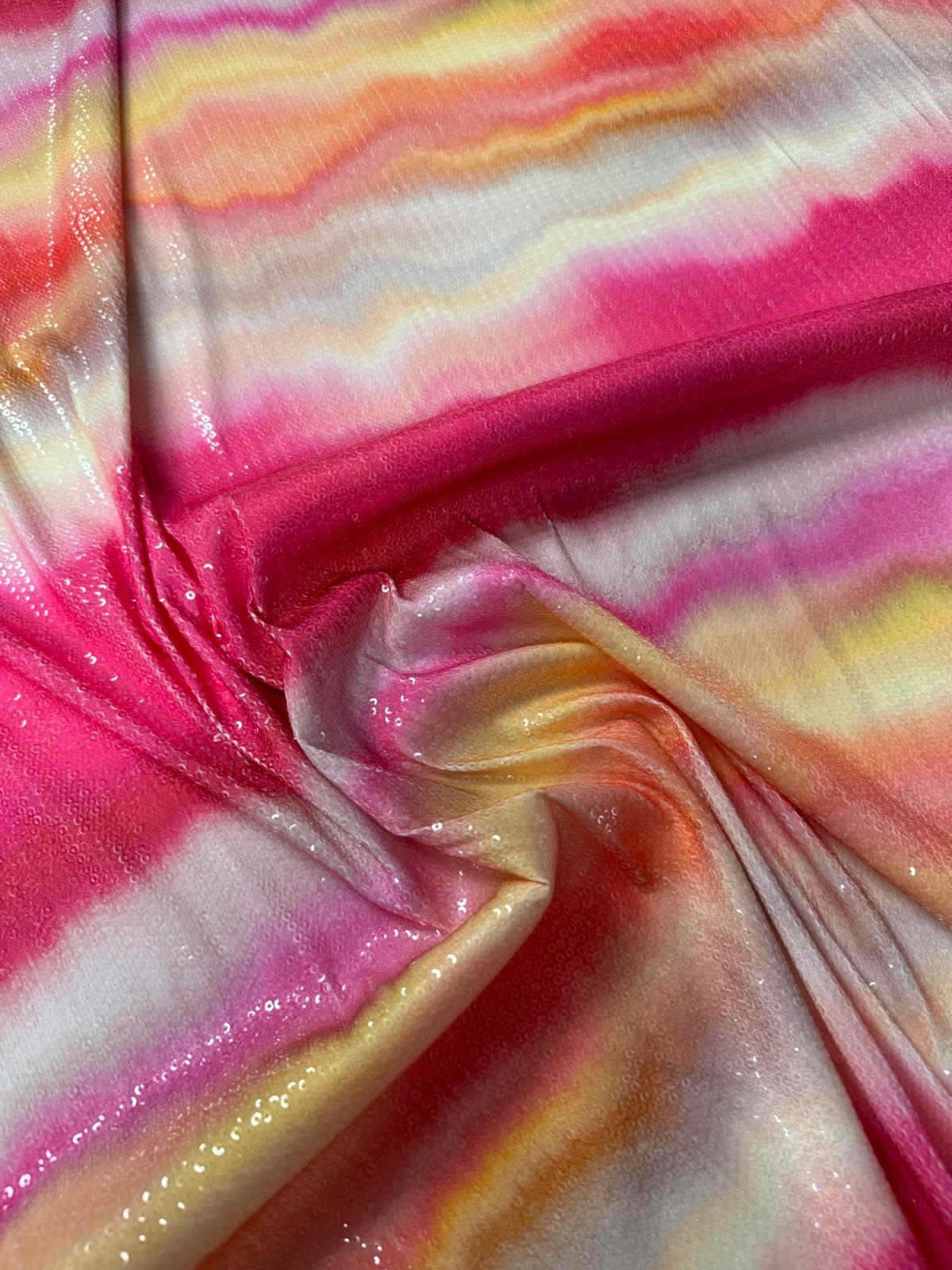 Pink Ombre Sequin Fabric for Summer Dresses