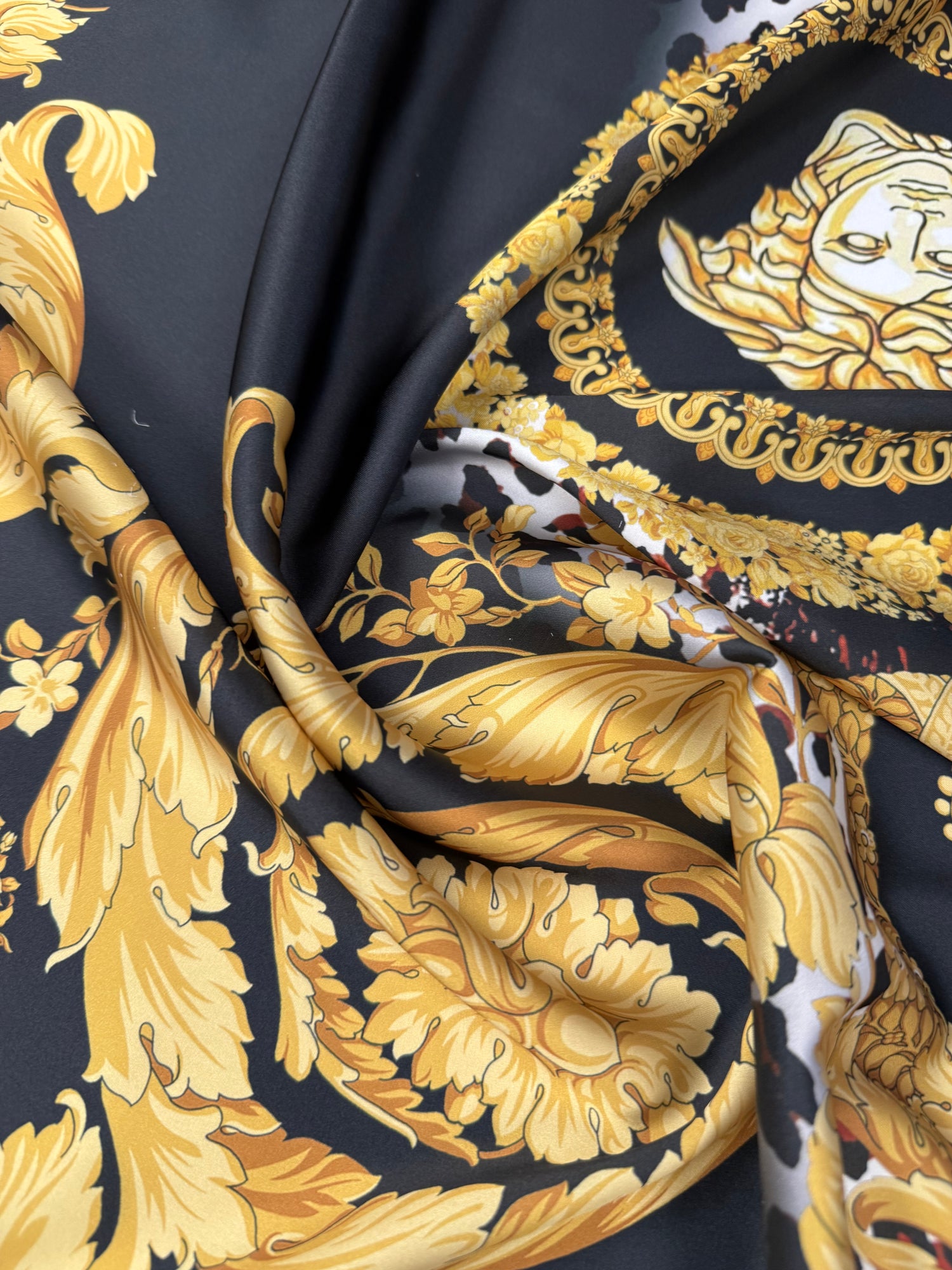Gold Baroque Satin Fabric by the Metre