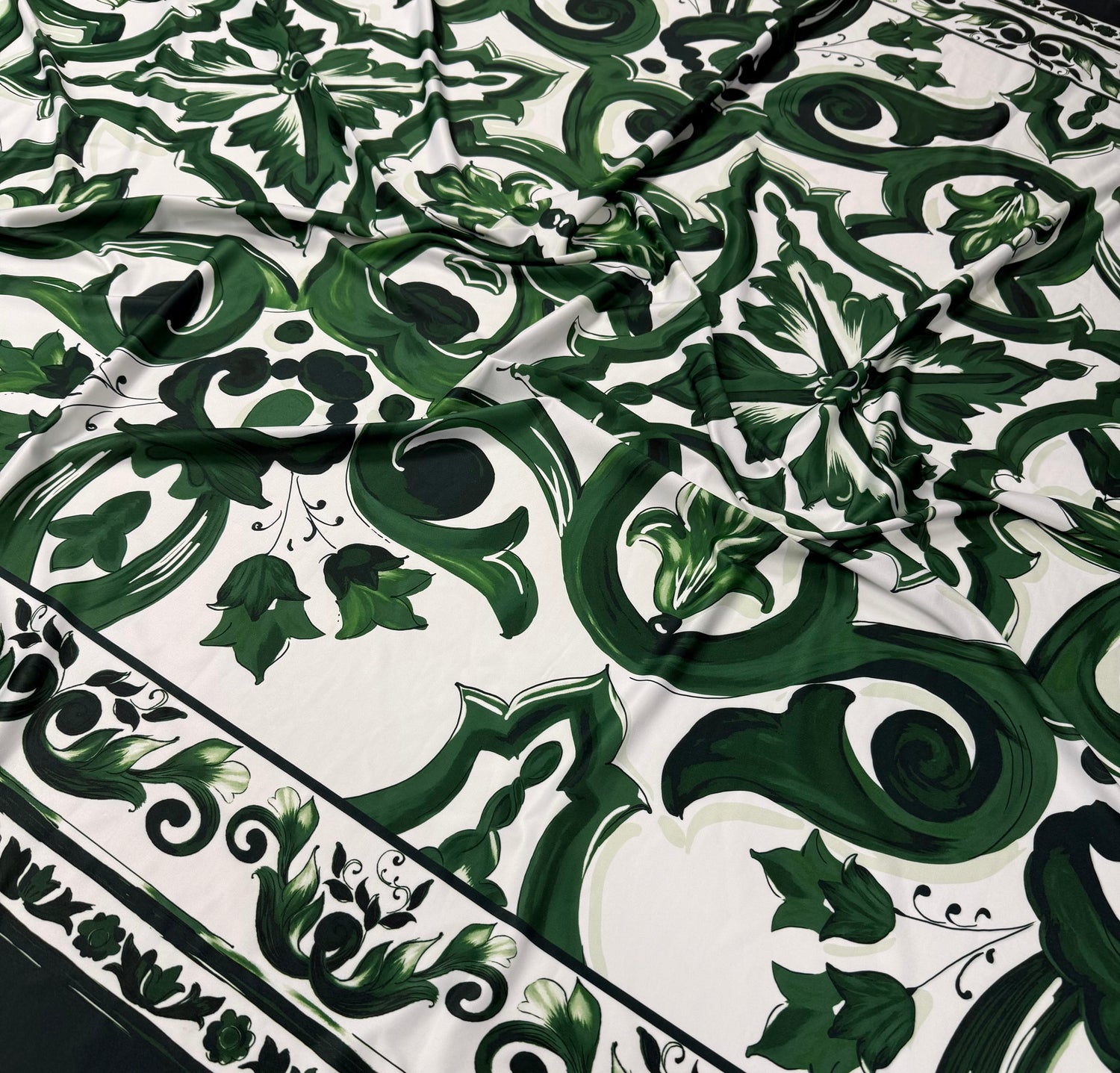 Green Baroque Spandex Fabric by the Metre