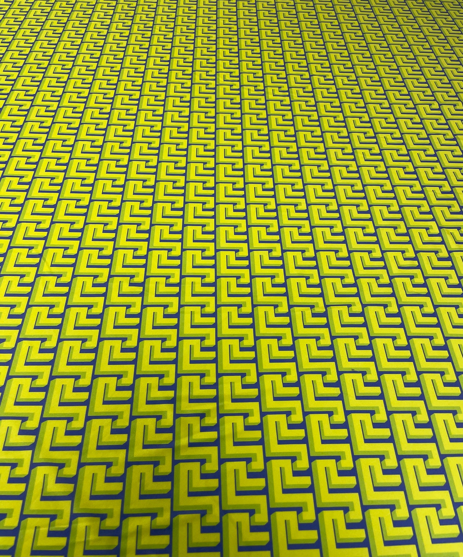 Yellow Geometric Spandex Fabric by the Metre