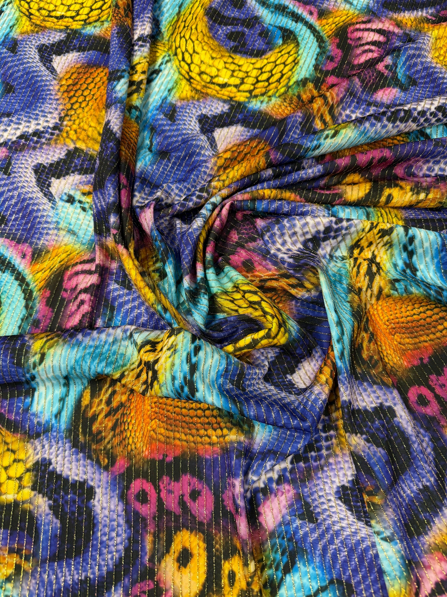 Stretch Shimmer Ottoman Fabric in Snake Skin Pattern