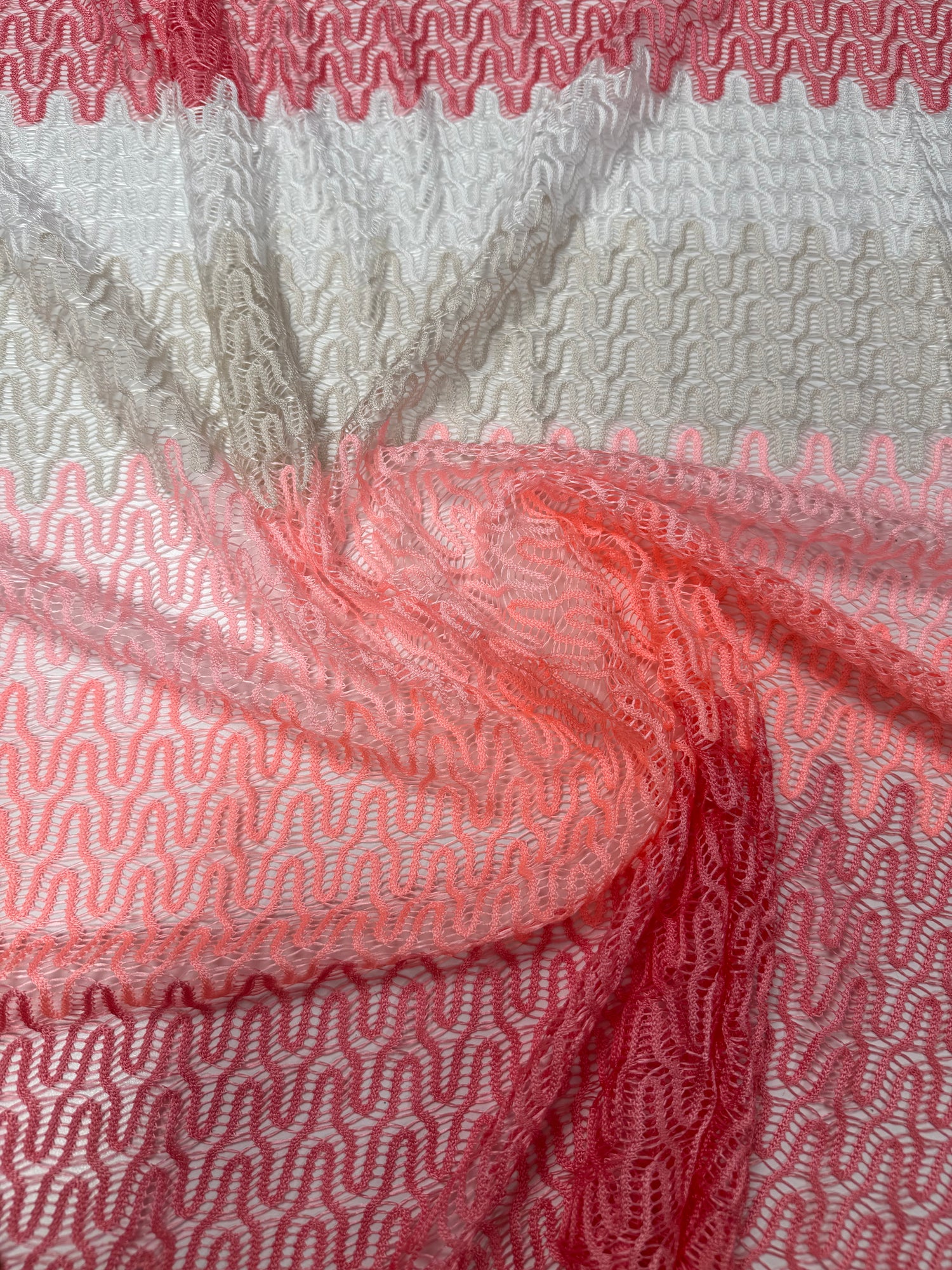 Pink Textured Mesh Knit Fabric by the Metre