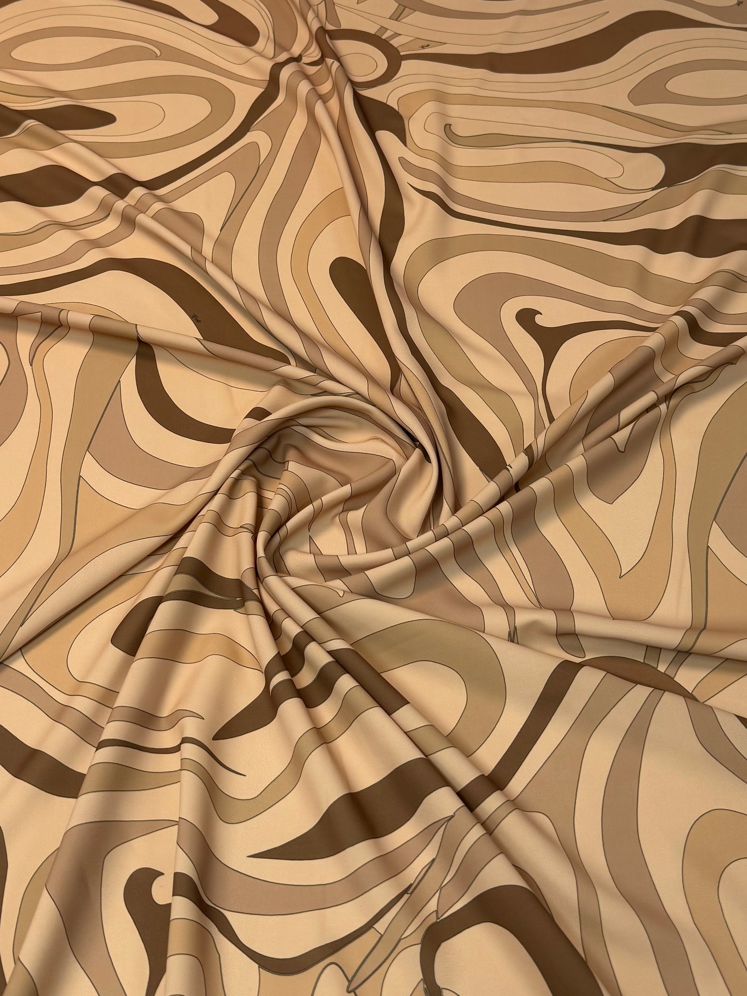Abstract Beige Marble Swirl Fabric by the Metre