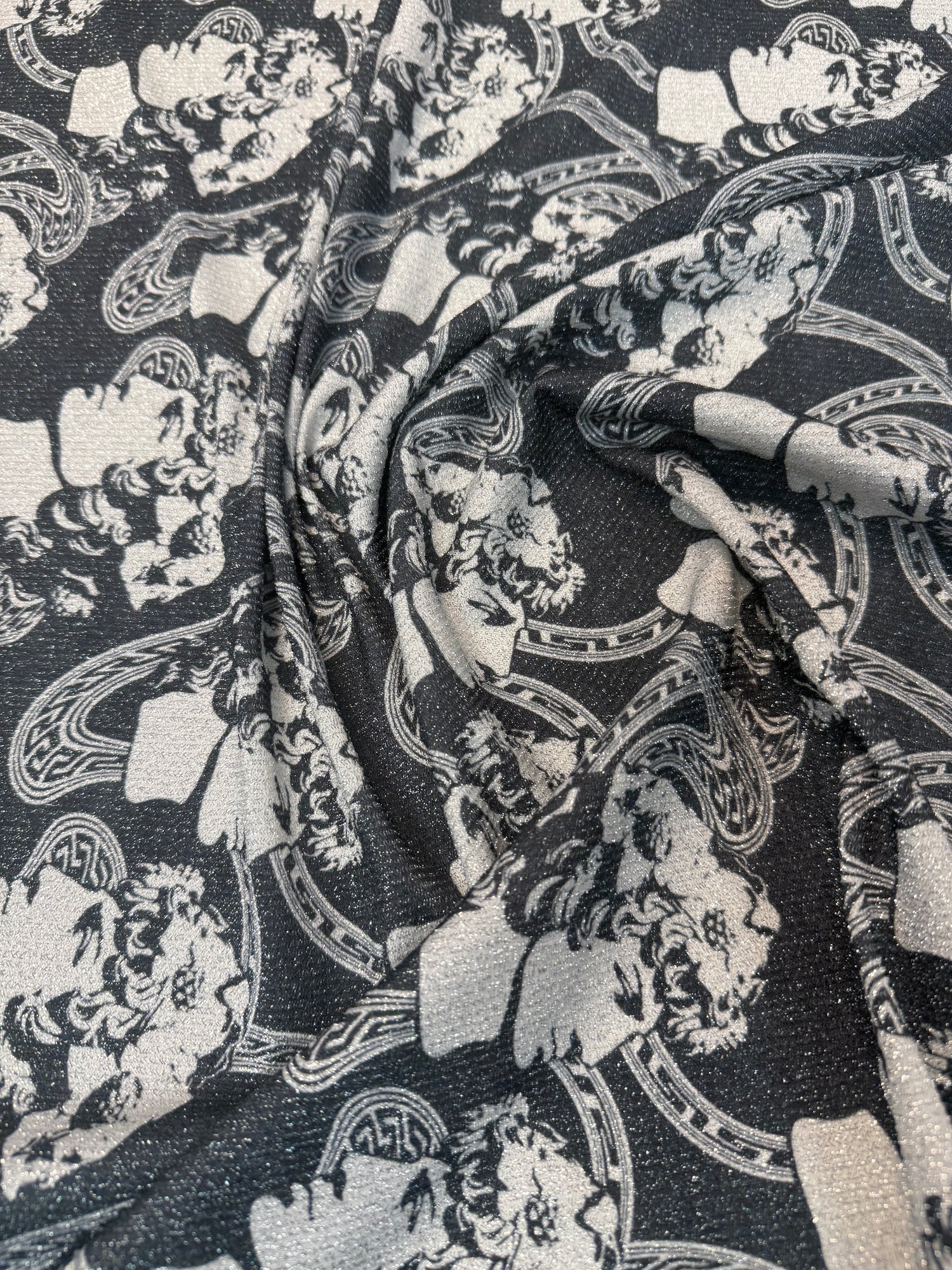 Black & Silver Lurex Fabric by the Metre